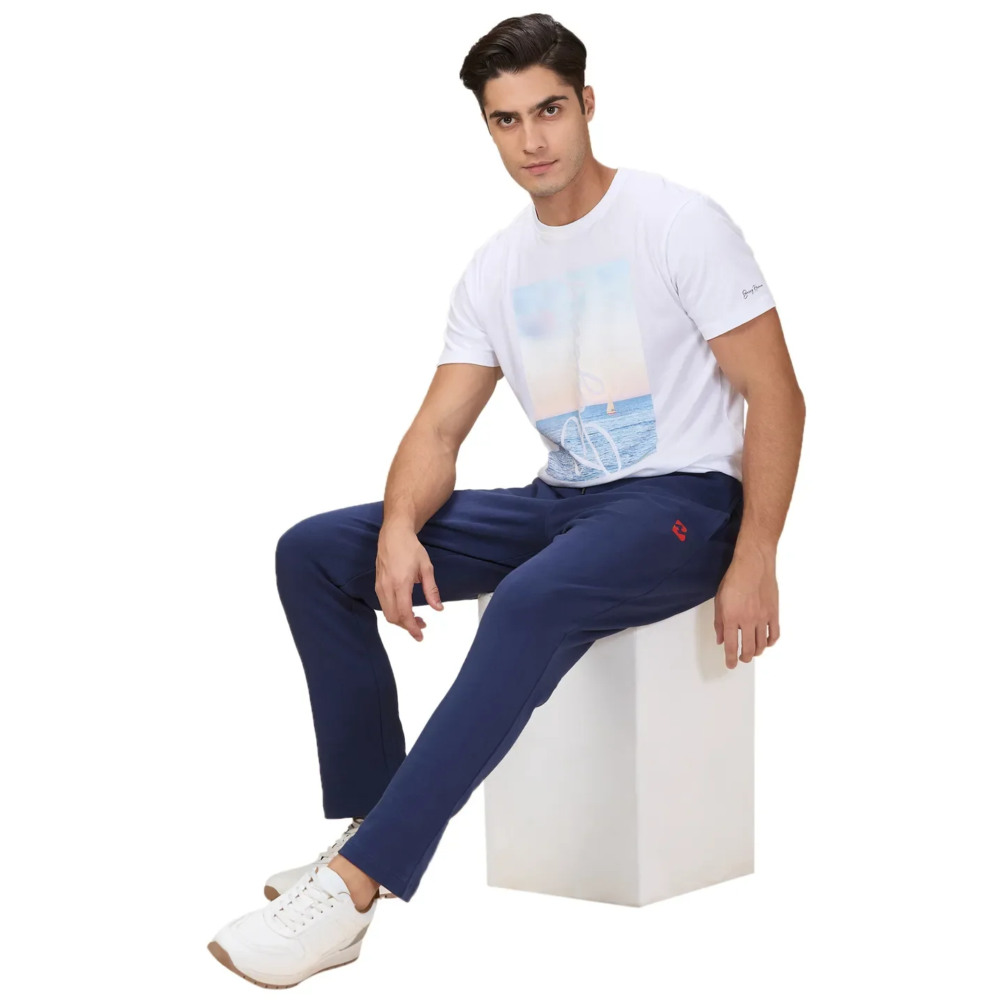 Midnight Blue Regular Fit Track Pants For Men By Being Human Clothing - Image 6
