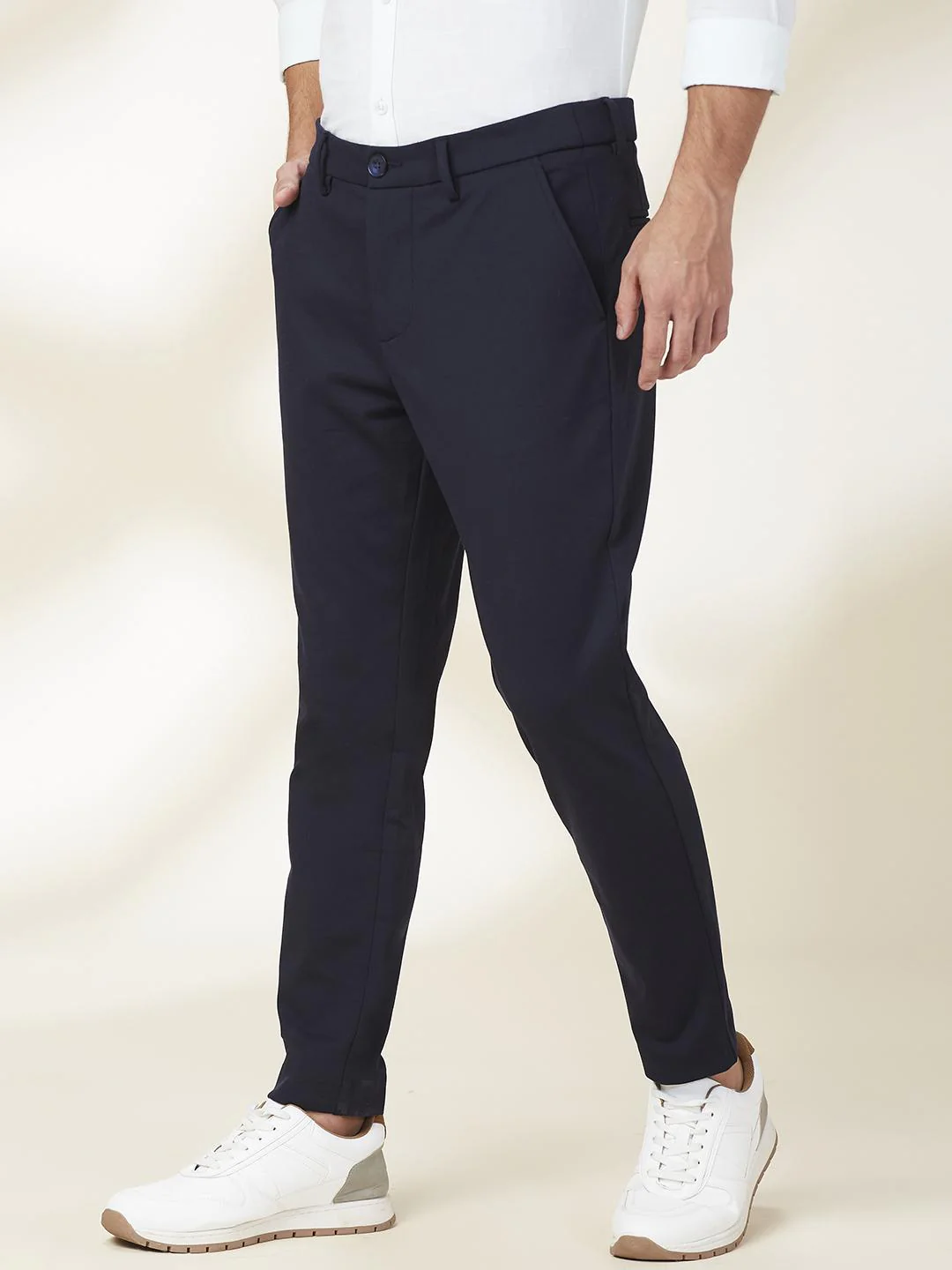 Navy Cropped Fit Chino For Men By Being Human Clothing - Image 2