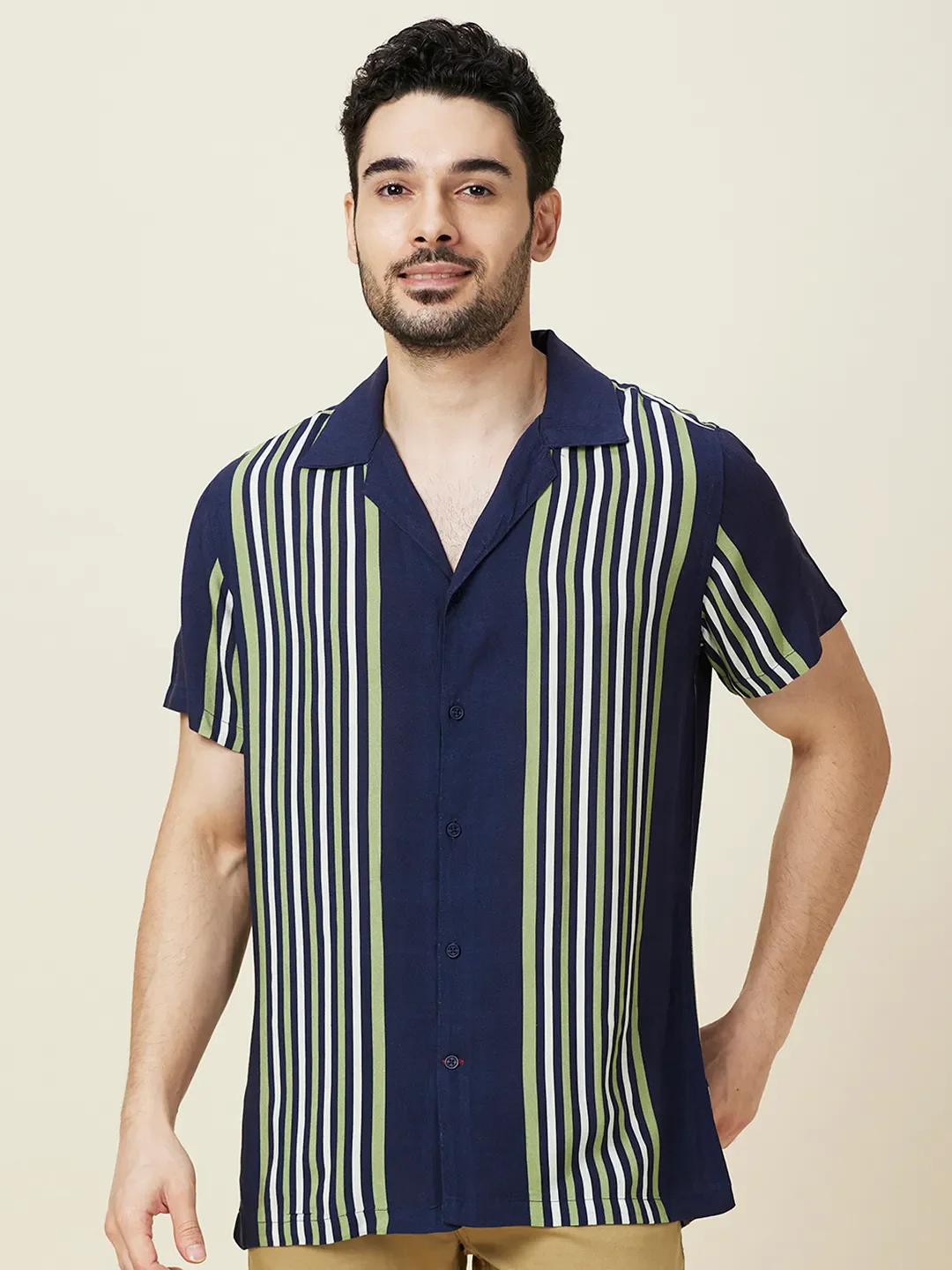 Navy Regular Fit Regular Collar Men's Shirt by Being Human Clothing
