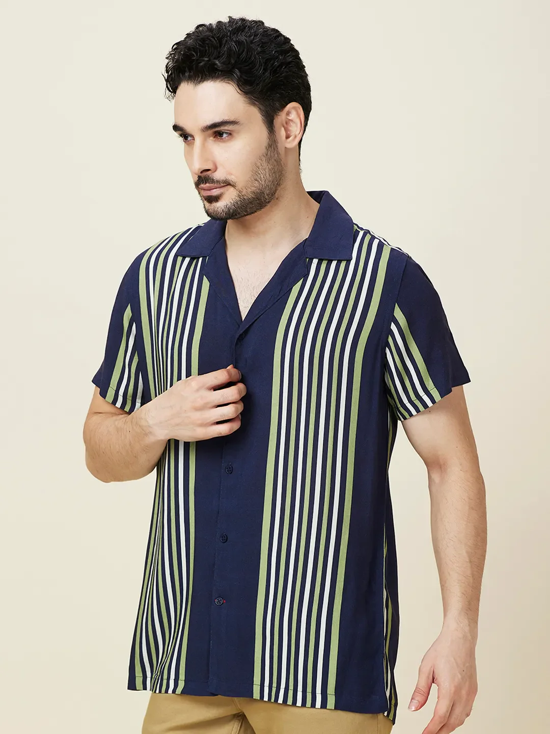 Navy Regular Fit Regular Collar Men's Shirt by Being Human Clothing - Image 4