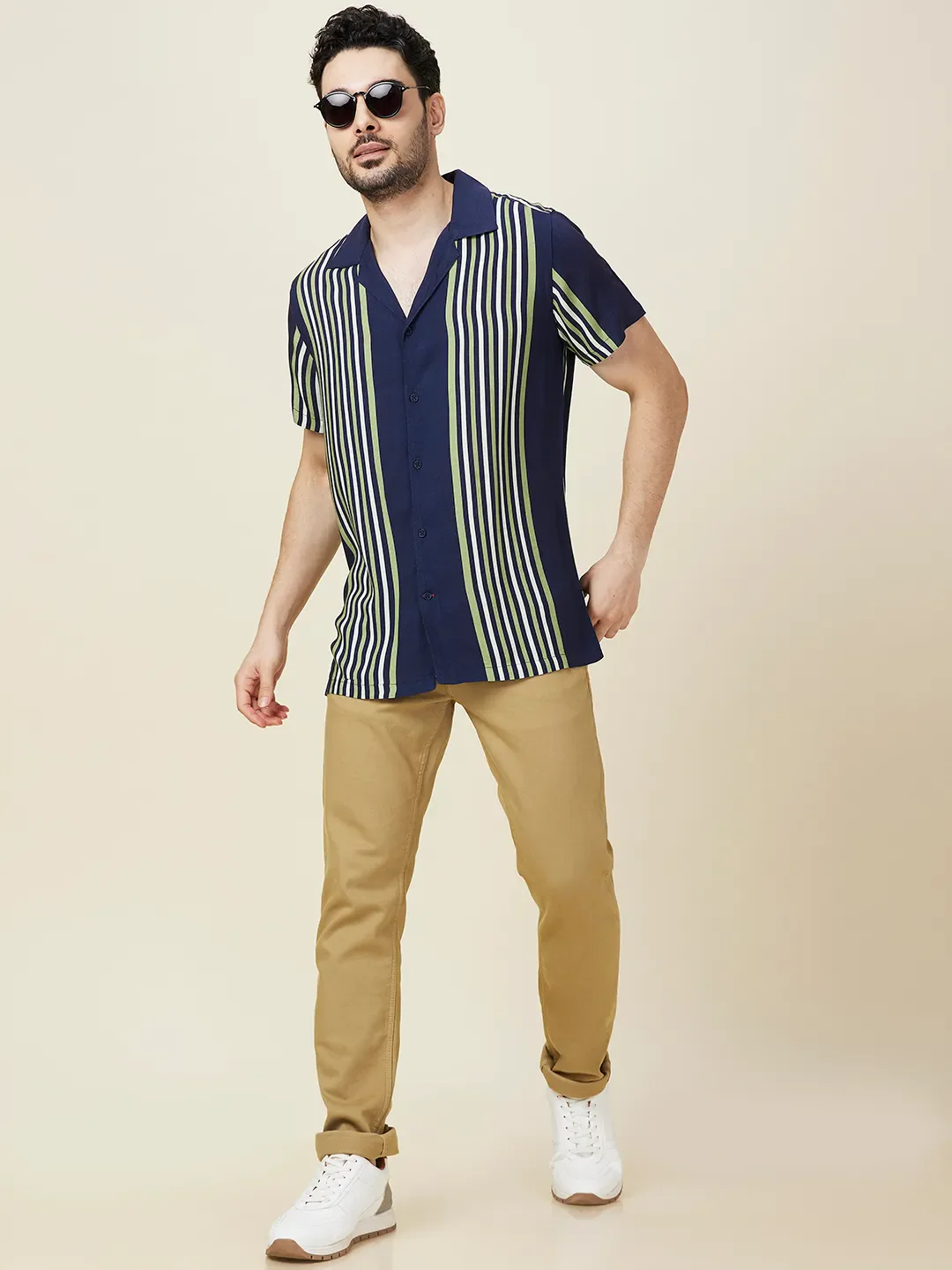 Navy Regular Fit Regular Collar Men's Shirt by Being Human Clothing - Image 6
