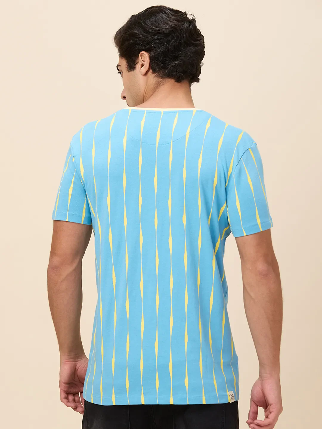 Tranquil Blue Slim Fit Round Neck Men's T-Shirt by Being Human Clothing - Image 3