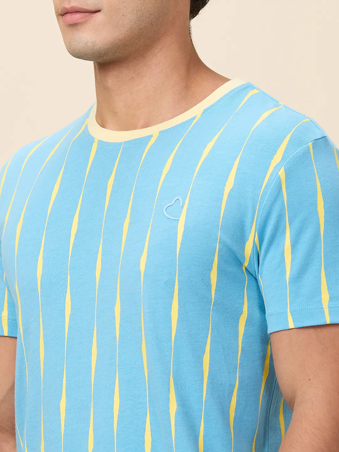 Tranquil Blue Slim Fit Round Neck Men's T-Shirt by Being Human Clothing - Image 5