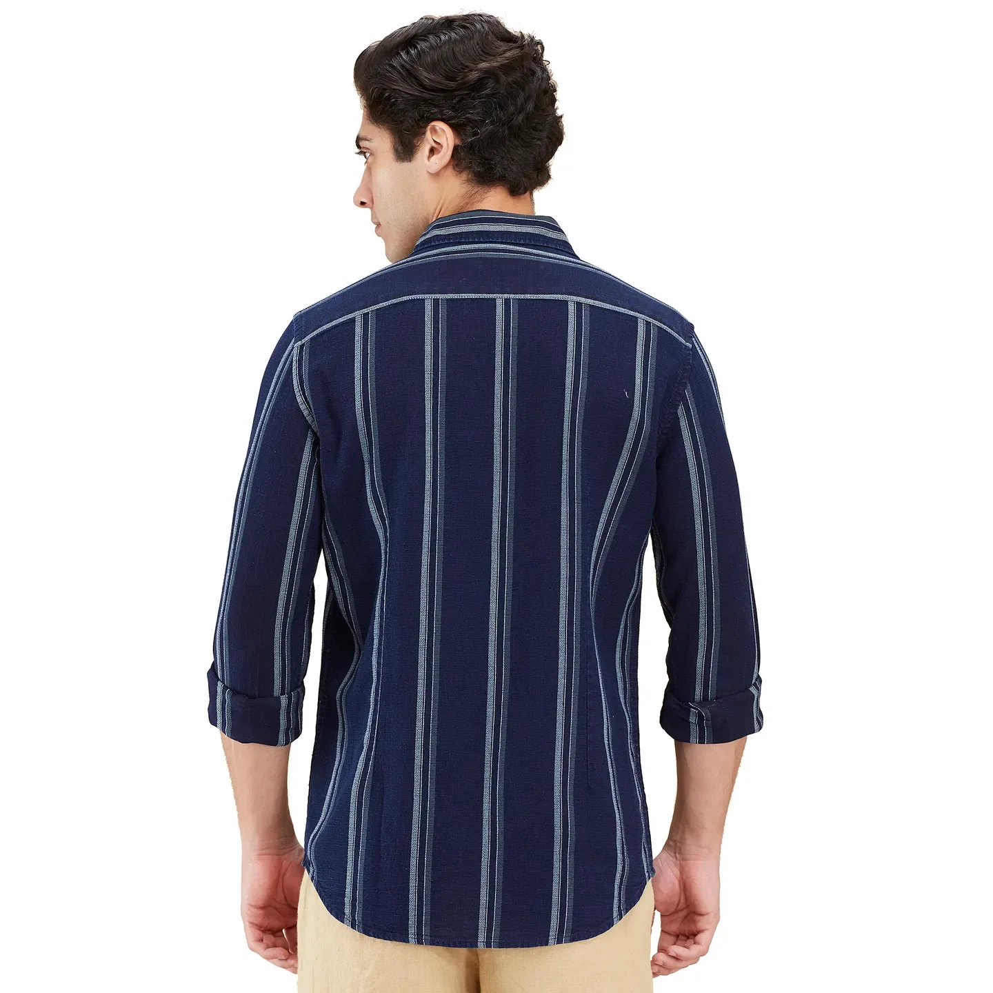 Navy Regular Fit Regular Collar Men's Shirt by Being Human Clothing - Image 3