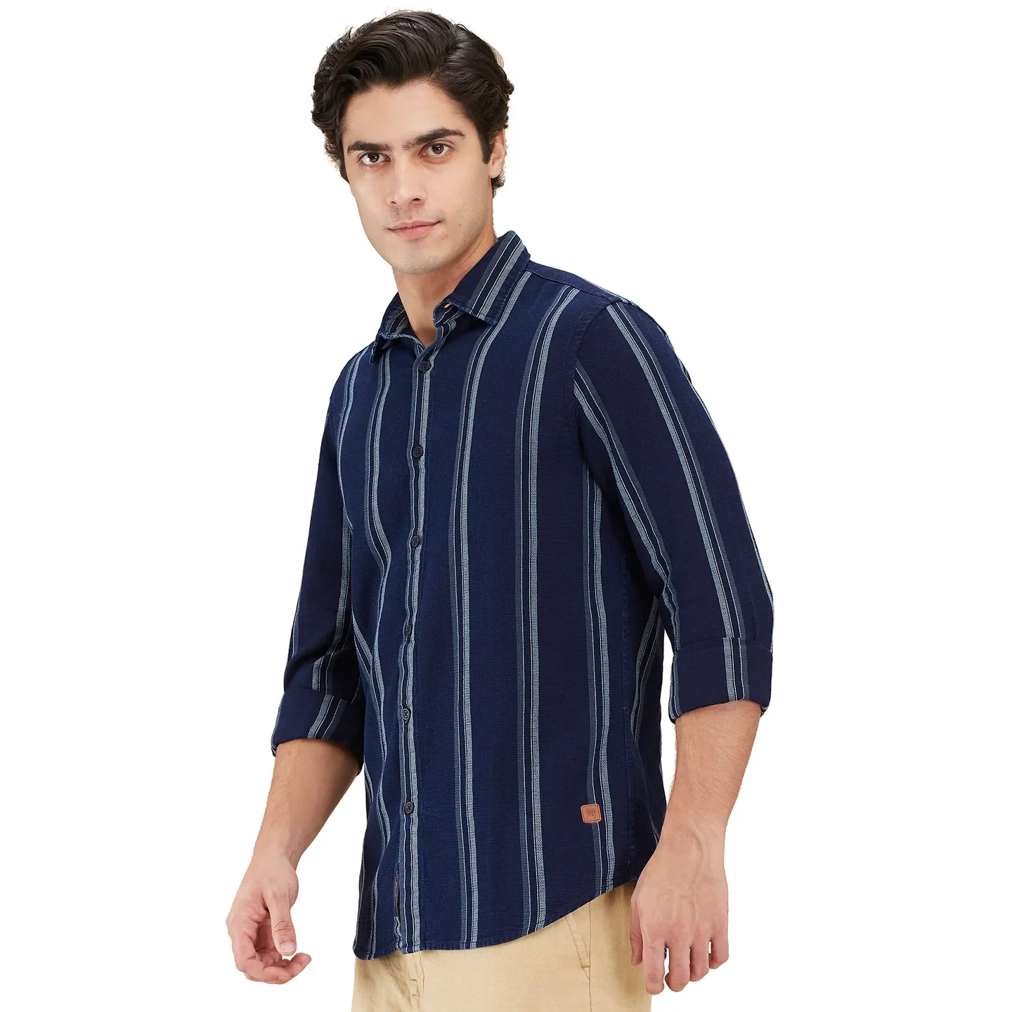 Navy Regular Fit Regular Collar Men's Shirt by Being Human Clothing - Image 4