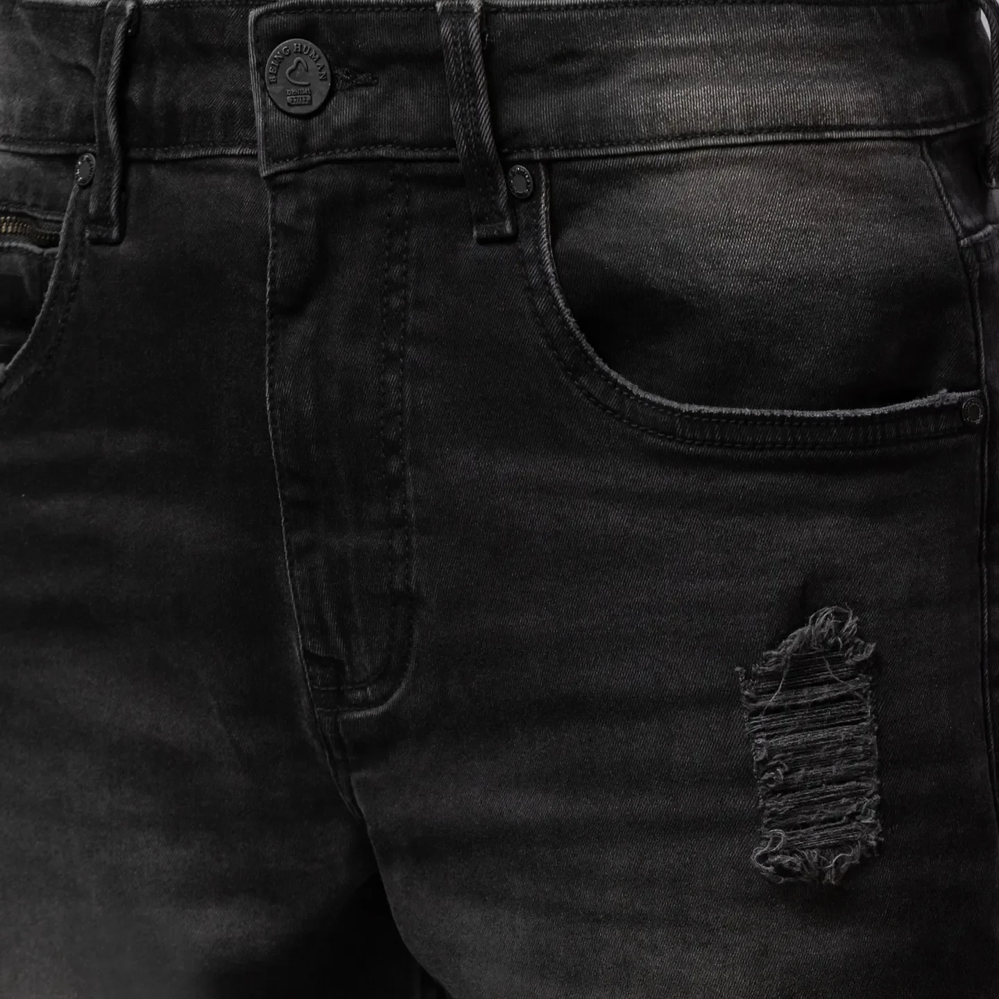 Black Boot Cut Fit Men's Denims by Being Human Clothing - Image 5