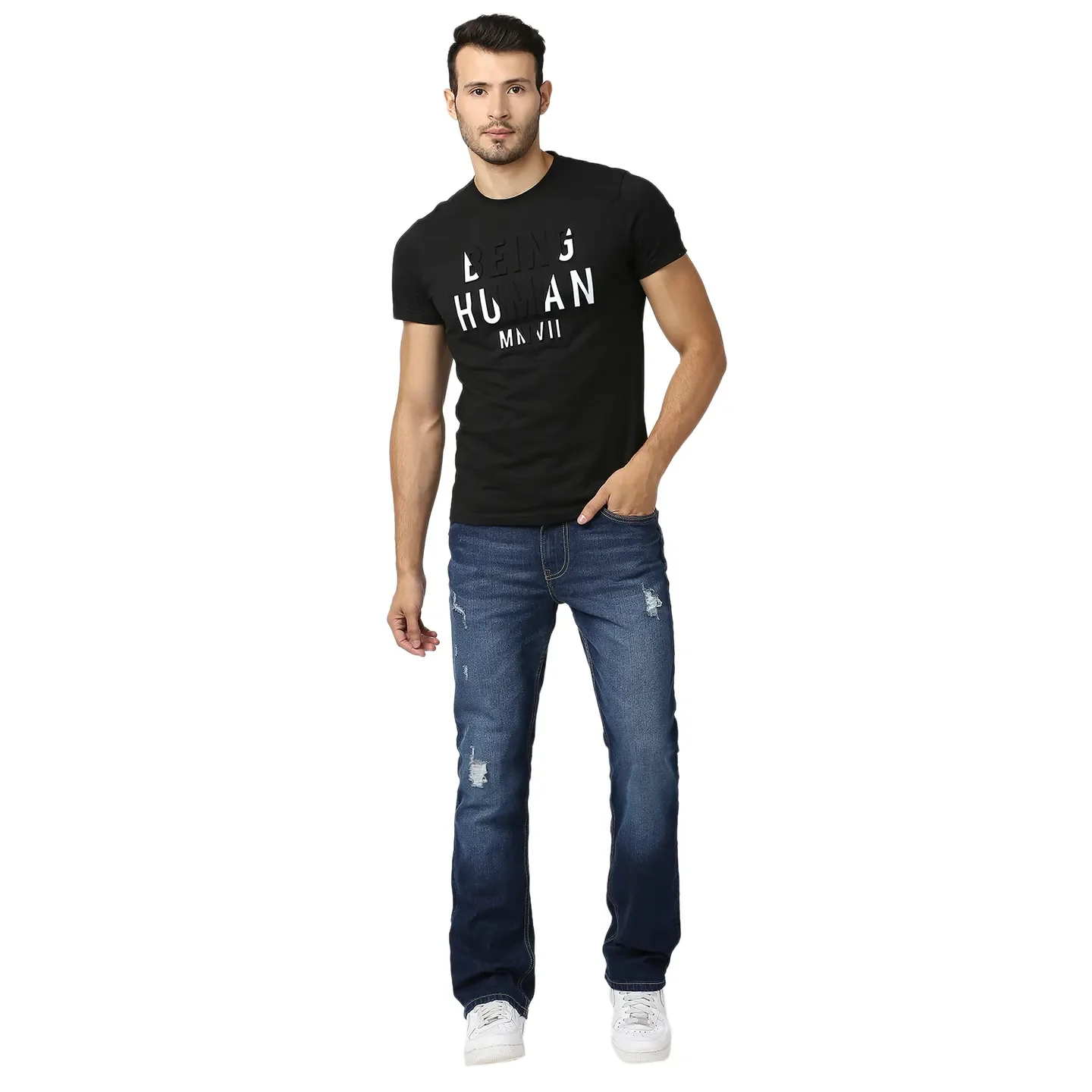 Blue Boot Cut Fit Men's Denims by Being Human Clothing - Image 6