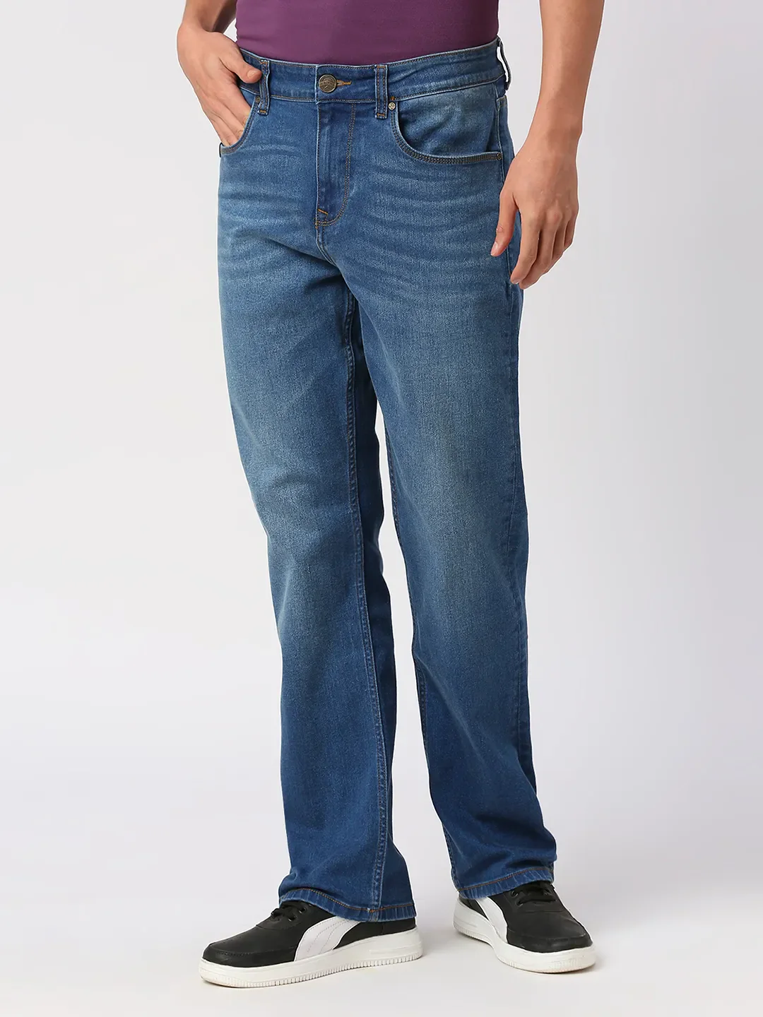 Blue Boot Cut Fit Men's Denims by Being Human Clothing - Image 6