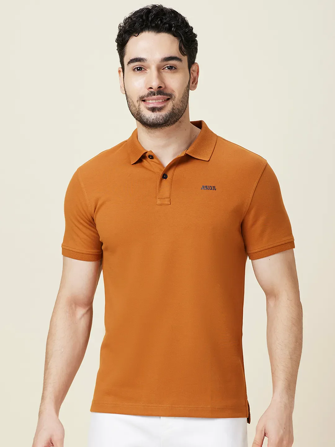 Rust Regular Fit Men's Polo T-shirt by Being Human Clothing