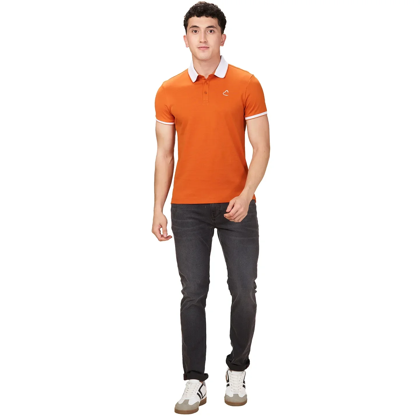 Rust Regular Fit Men's Polo T-shirt by Being Human Clothing - Image 2