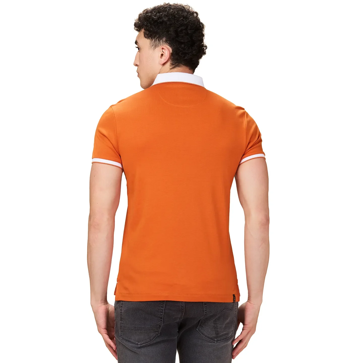 Rust Regular Fit Men's Polo T-shirt by Being Human Clothing - Image 3