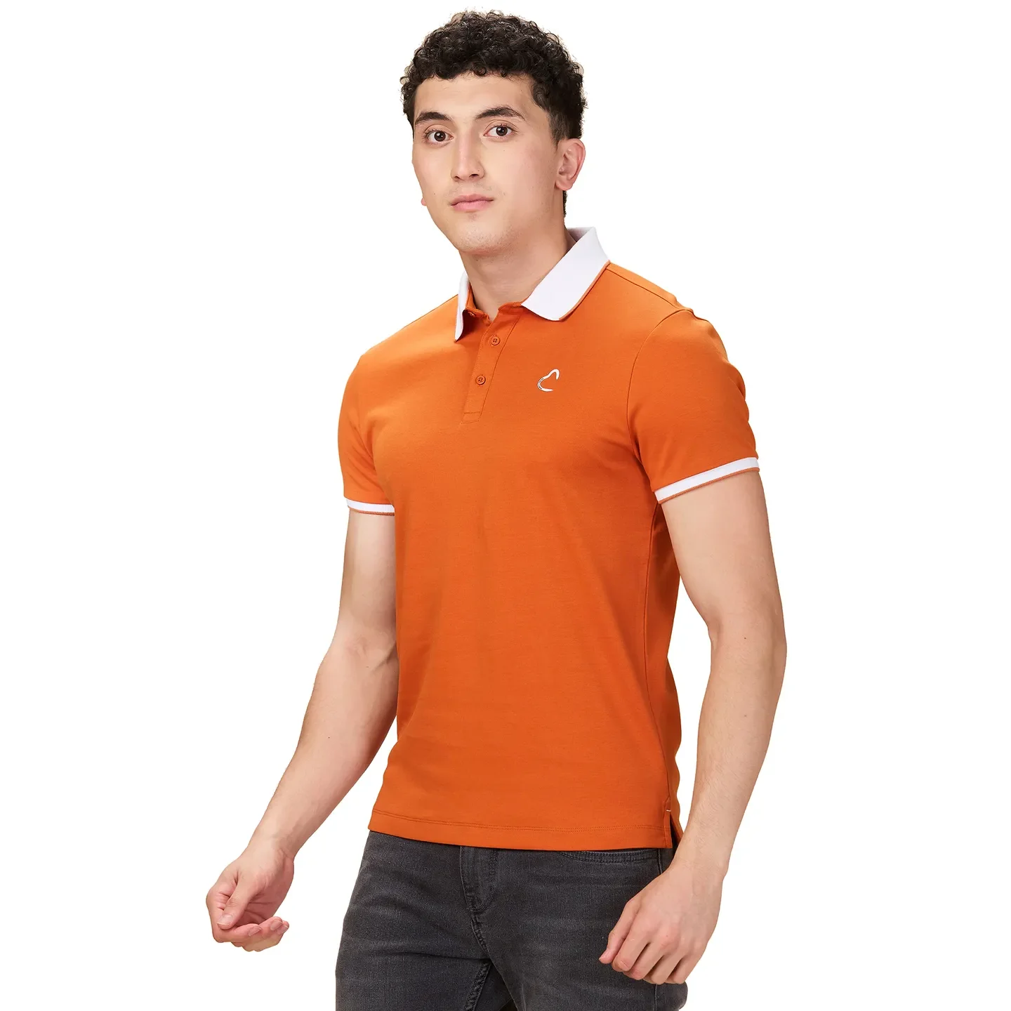 Rust Regular Fit Men's Polo T-shirt by Being Human Clothing - Image 4