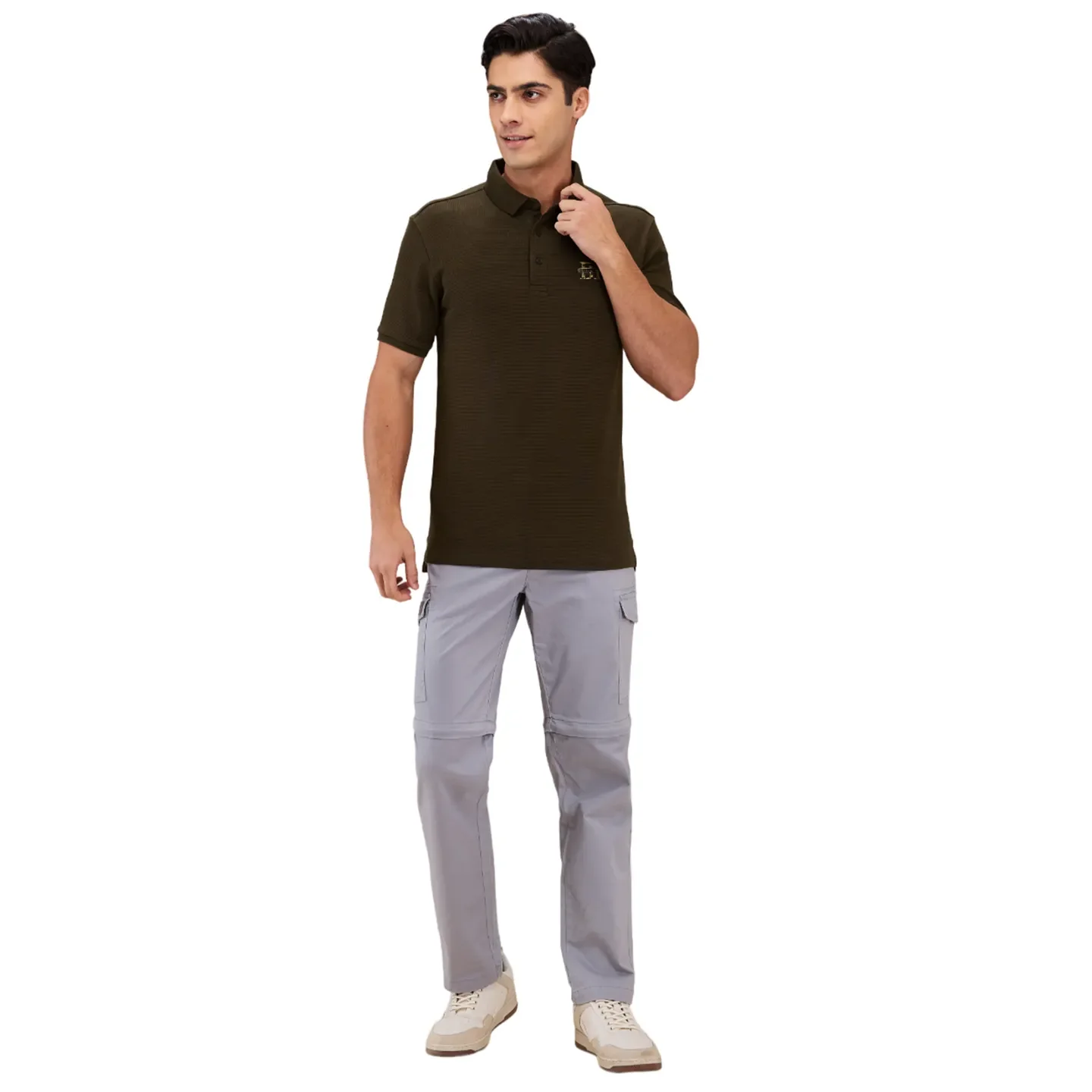 Olive Regular Fit Men's Polo T-shirt by Being Human Clothing - Image 2