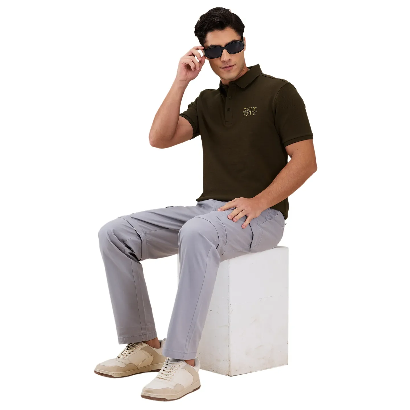 Olive Regular Fit Men's Polo T-shirt by Being Human Clothing - Image 6