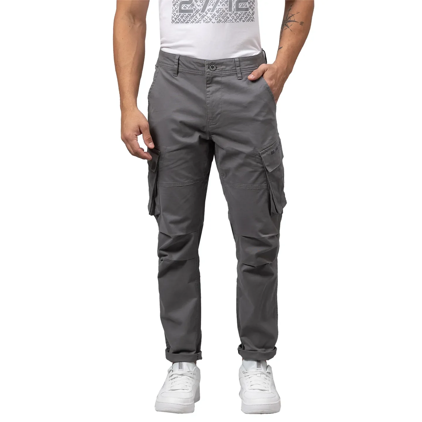Grey Cargo fit Men's Chinos by Being Human Clothing