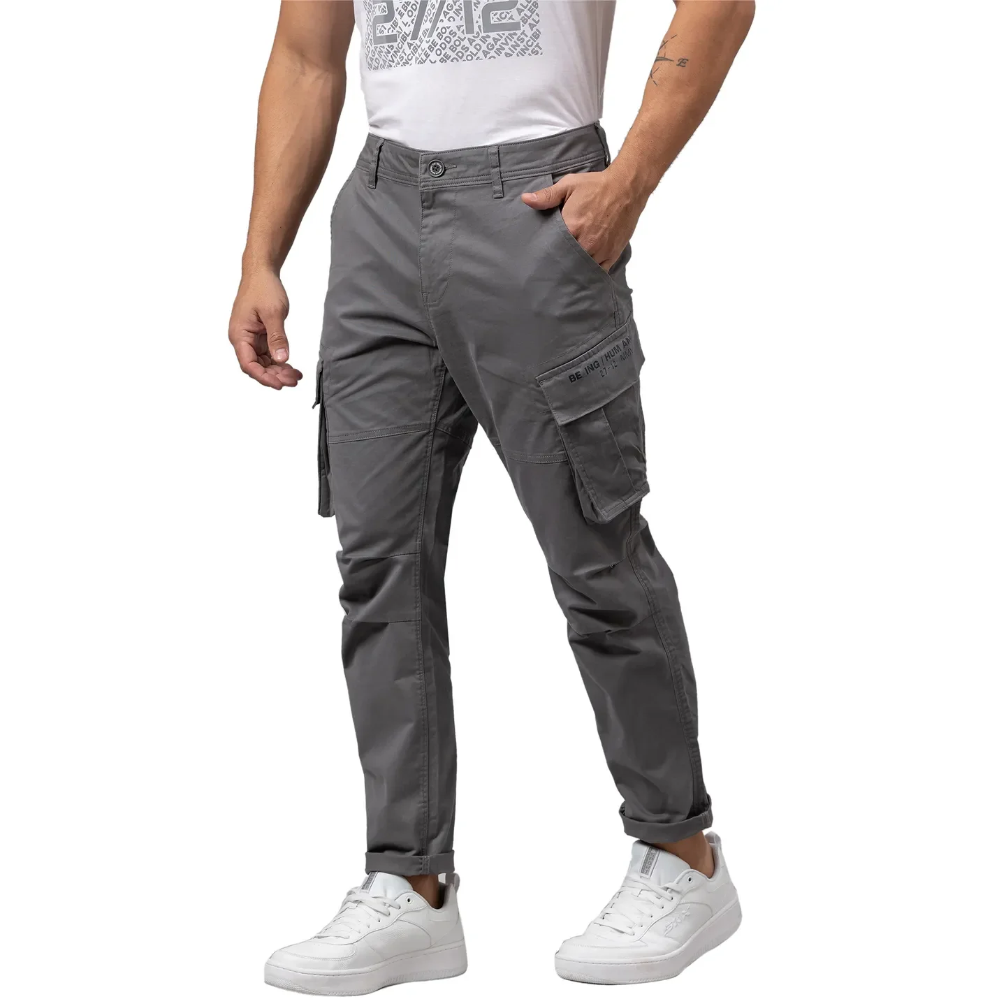 Grey Cargo fit Men's Chinos by Being Human Clothing - Image 4