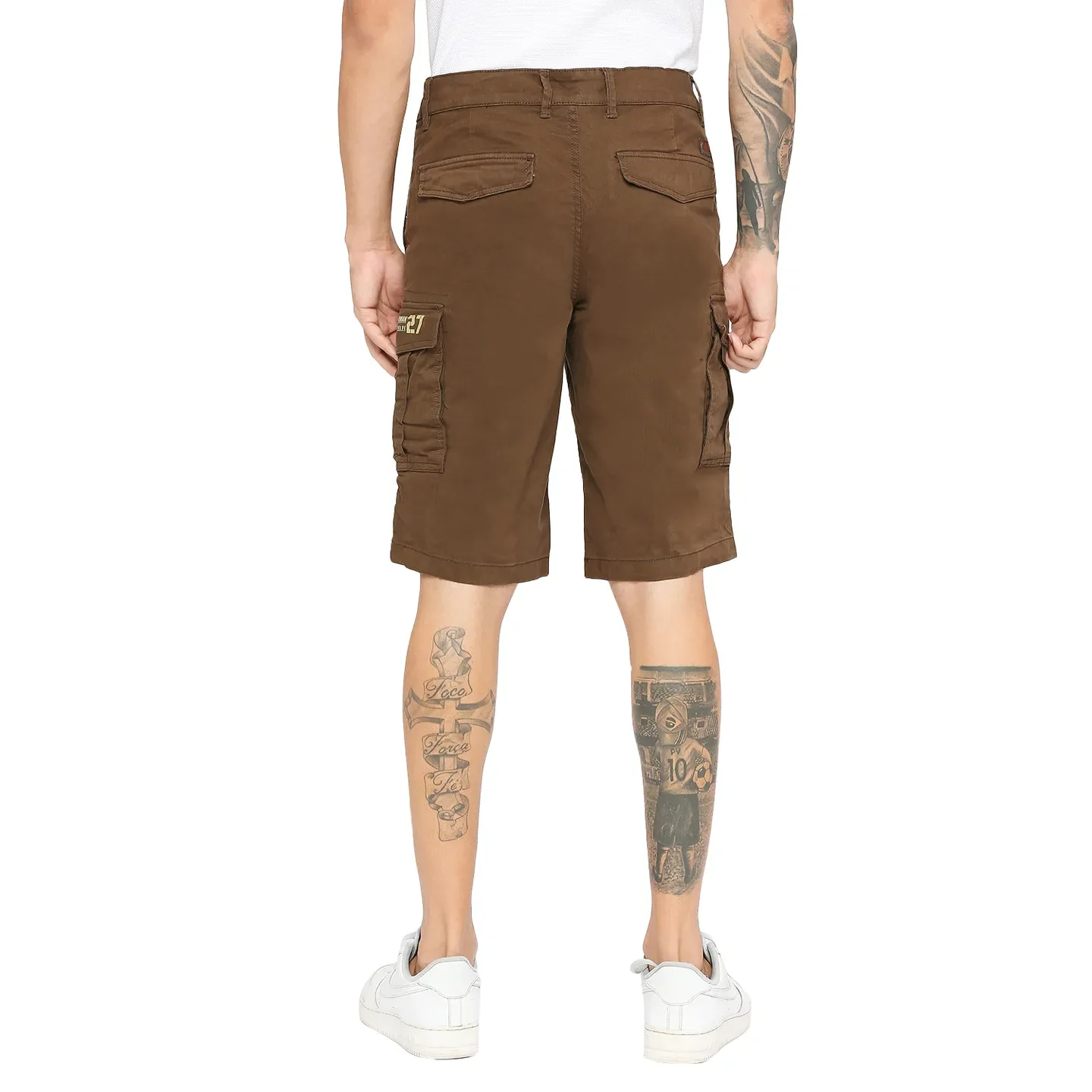 Brown Regular Fit Shorts For Men By Being Human Clothing - Image 4