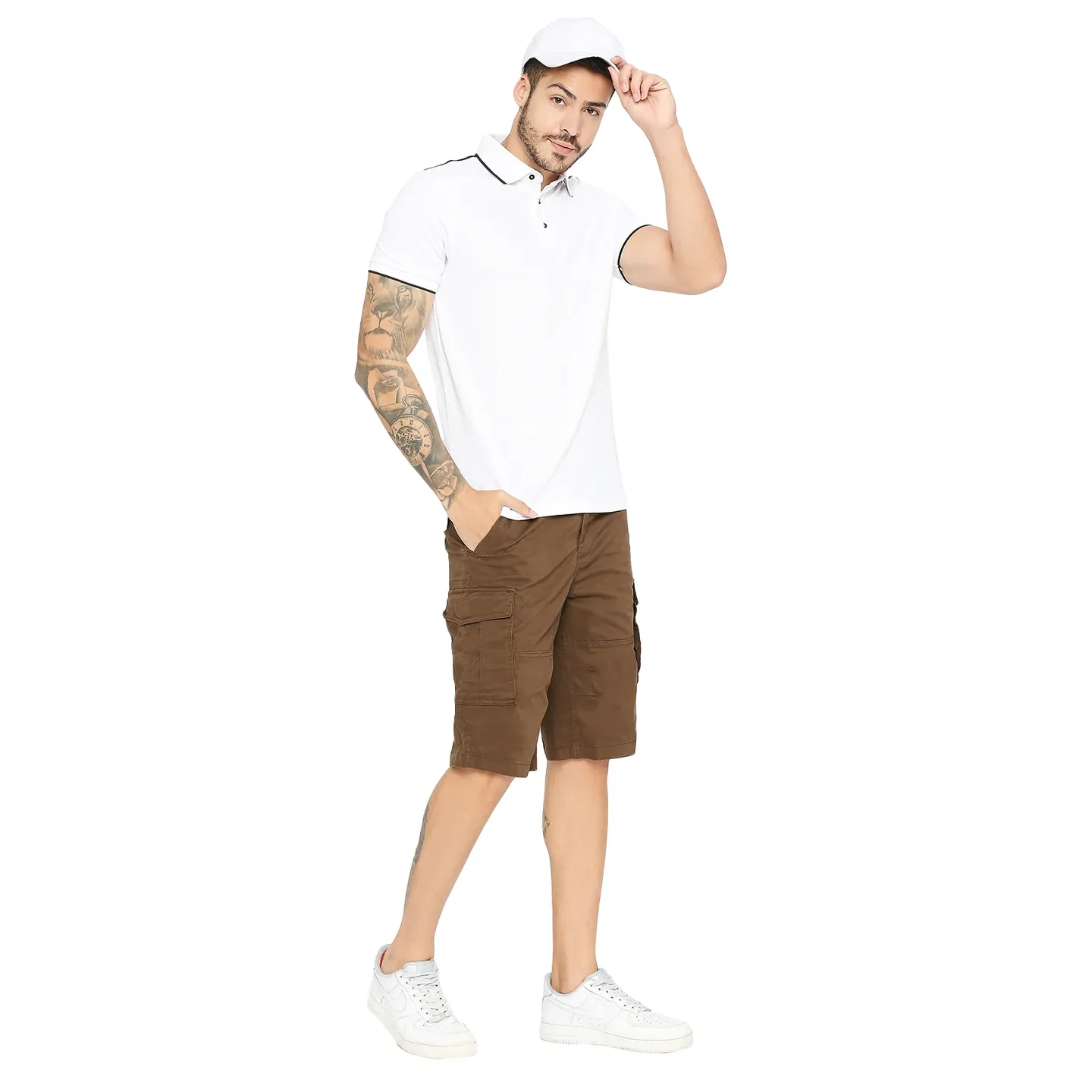 Brown Regular Fit Shorts For Men By Being Human Clothing - Image 6