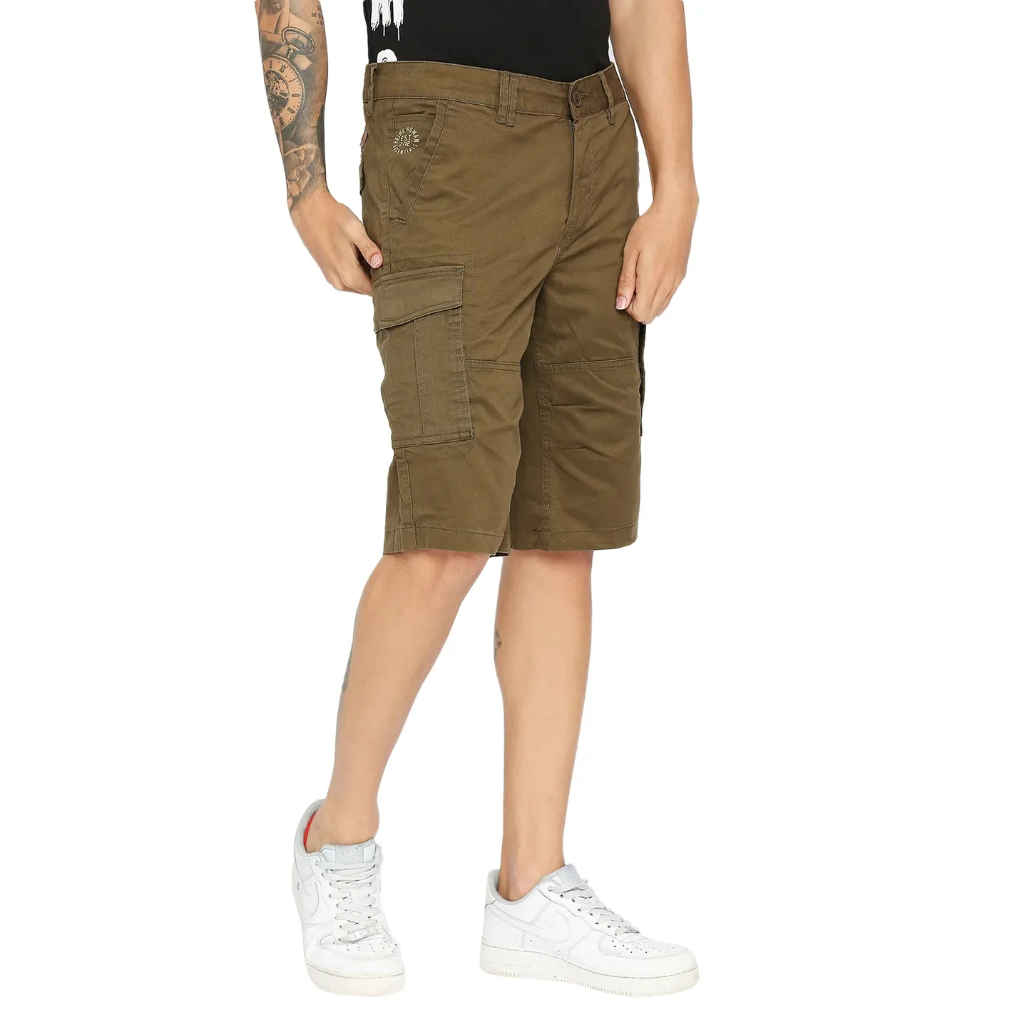 Green Regular Fit Shorts For Men By Being Human Clothing - Image 3