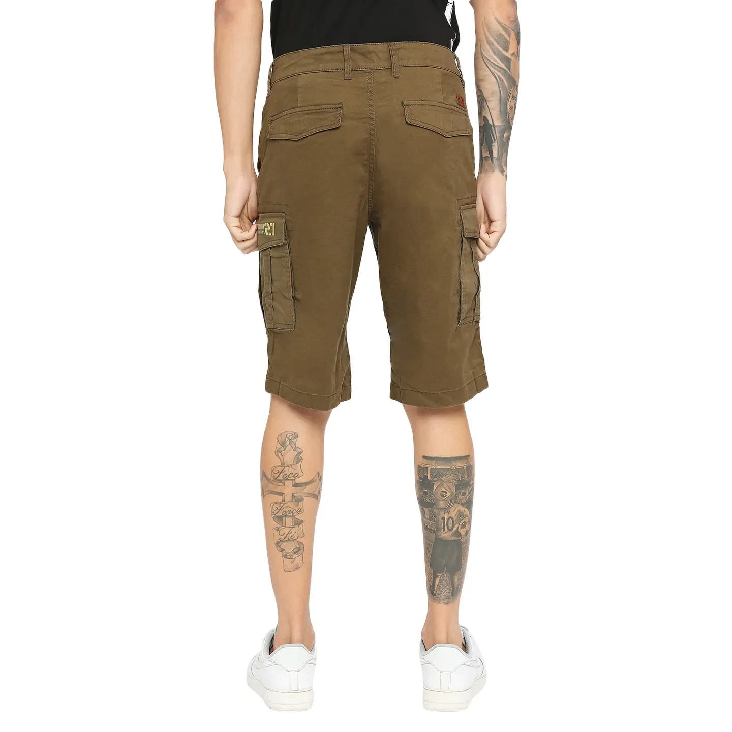 Green Regular Fit Shorts For Men By Being Human Clothing - Image 4