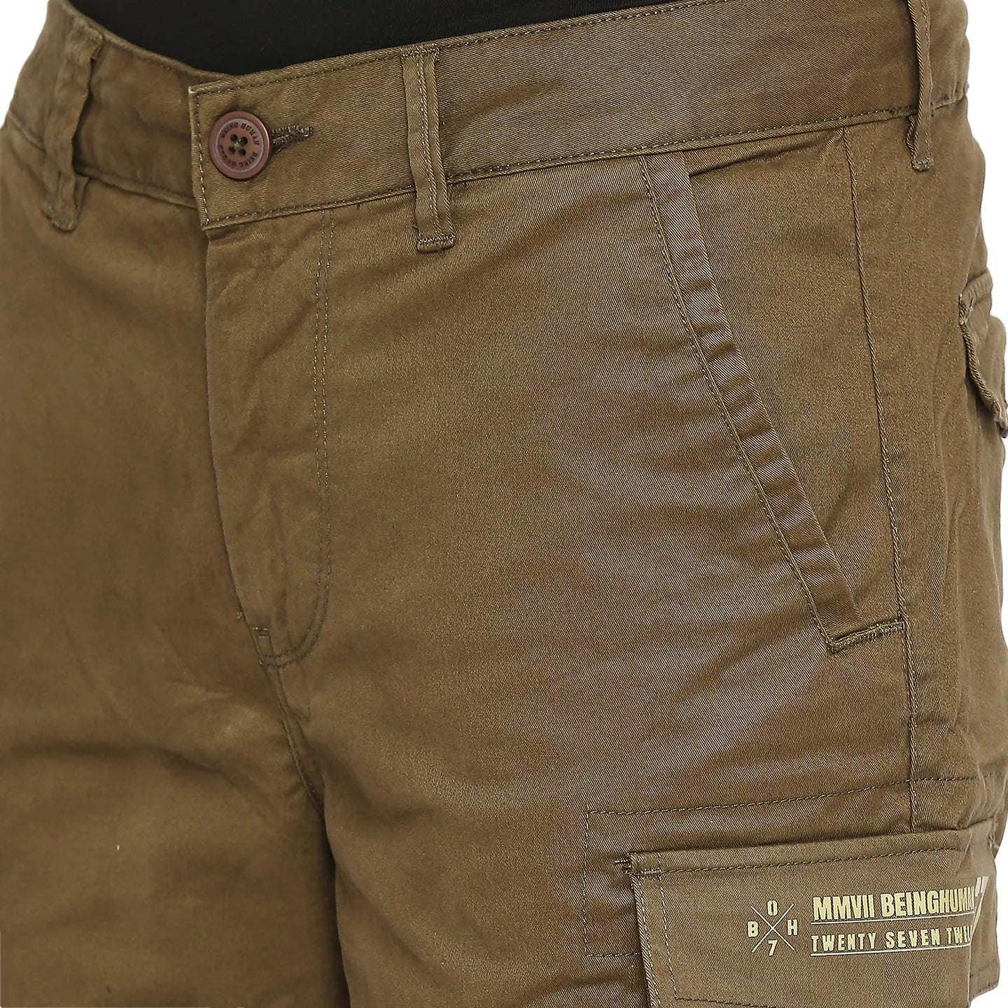 Green Regular Fit Shorts For Men By Being Human Clothing - Image 5