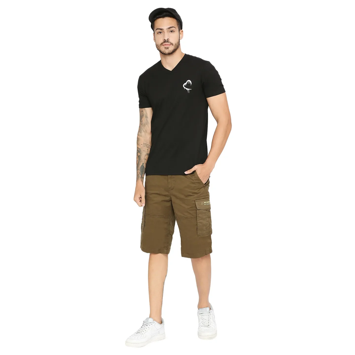 Green Regular Fit Shorts For Men By Being Human Clothing - Image 6