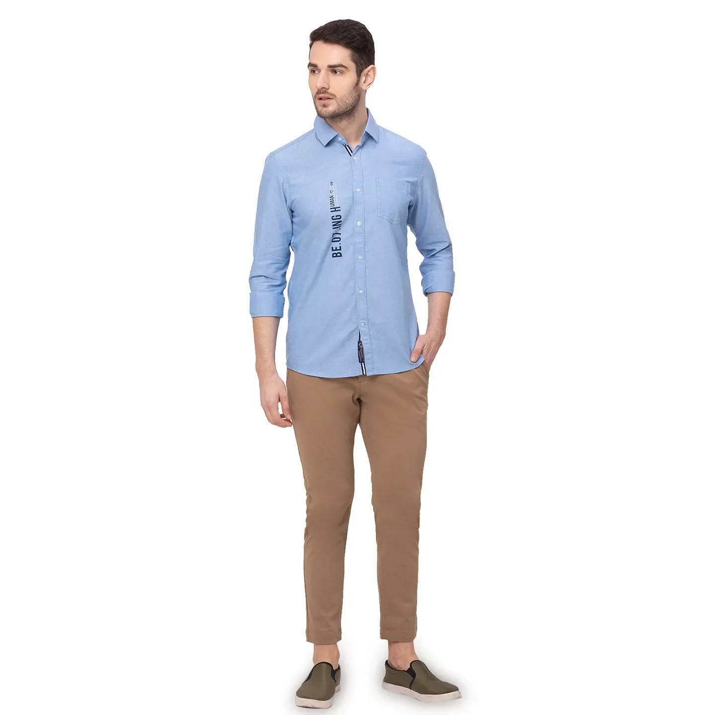 Beige Cropped Fit Men's Chinos by Being Human Clothing - Image 4