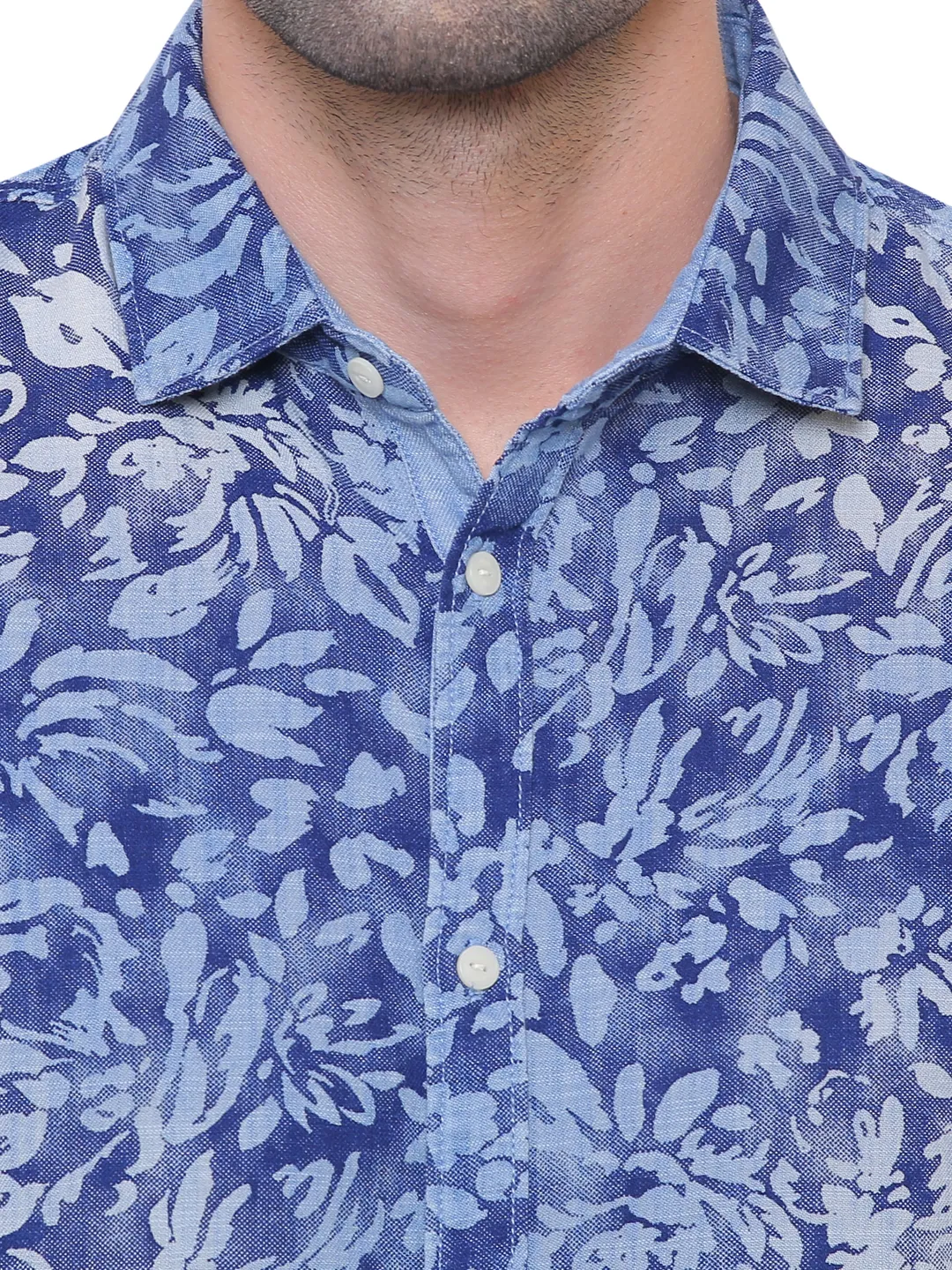 Blue Comfort Fit Regular Collar Long Sleeves Cotton Men's Shirt by Being Human Clothing - Image 5