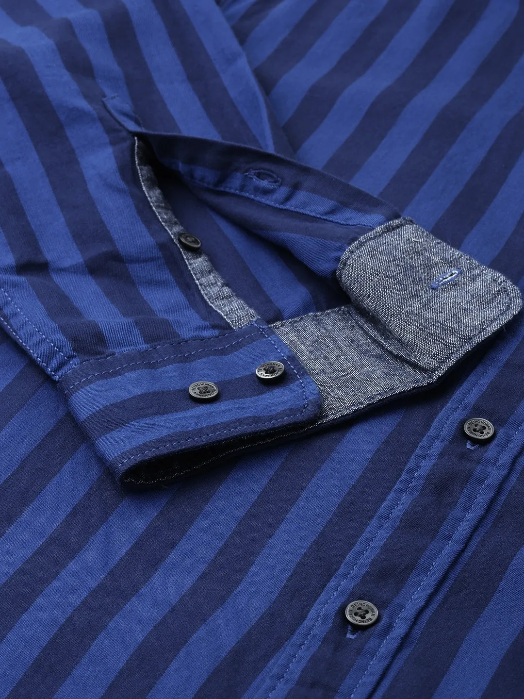 Blue Comfort Fit Regular Collar Long Sleeves Cotton Men's Shirt by Being Human Clothing - Image 2