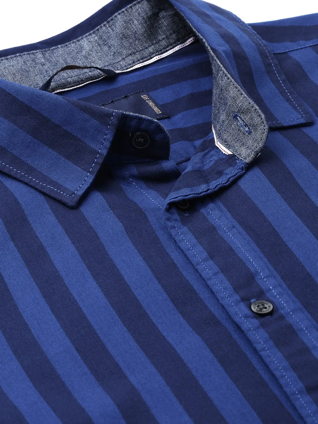 Blue Comfort Fit Regular Collar Long Sleeves Cotton Men's Shirt by Being Human Clothing - Image 5