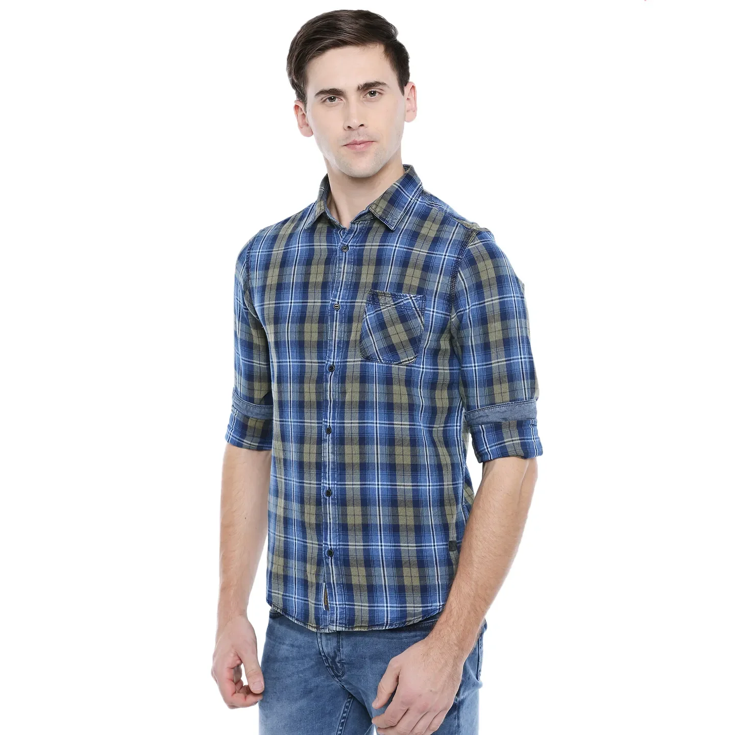 Blue Comfort Fit Regular Collar Long Sleeves Men's Shirt by Being Human Clothing - Image 2