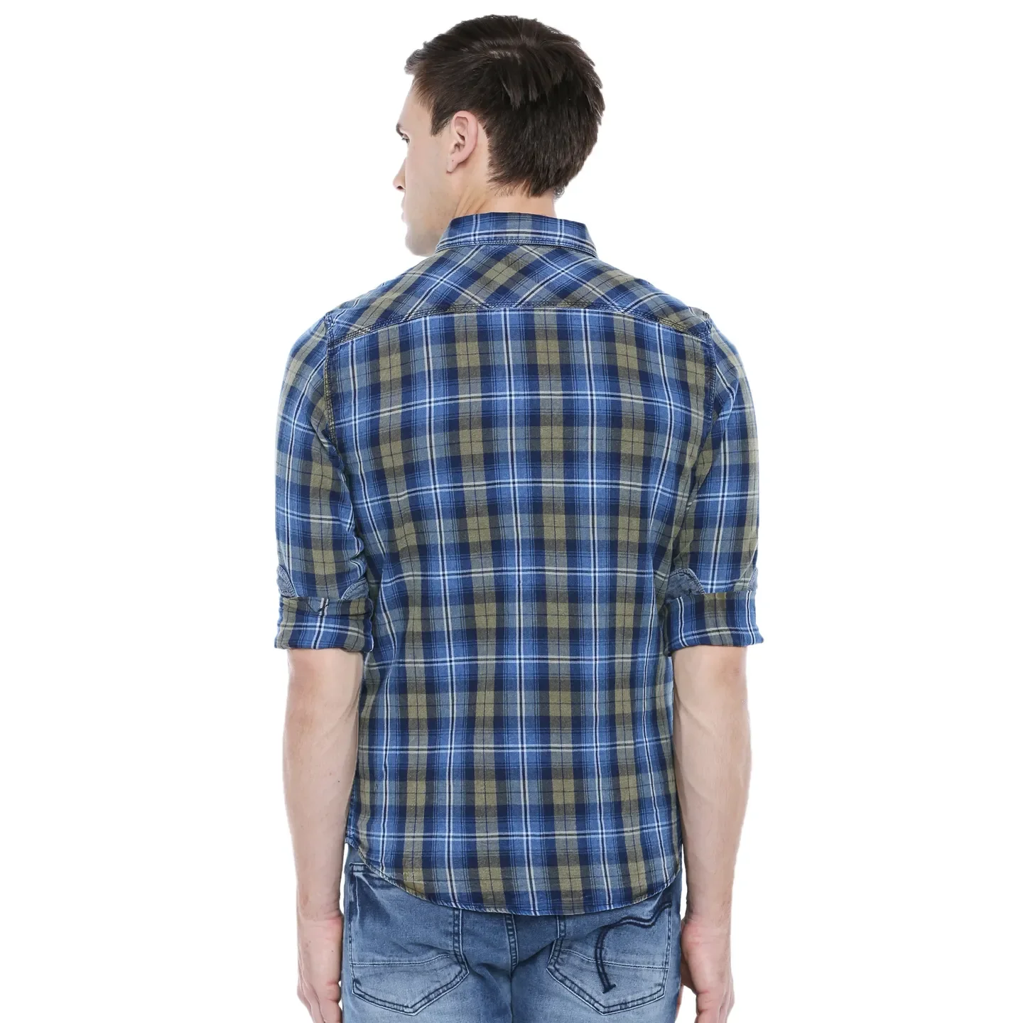 Blue Comfort Fit Regular Collar Long Sleeves Men's Shirt by Being Human Clothing - Image 4