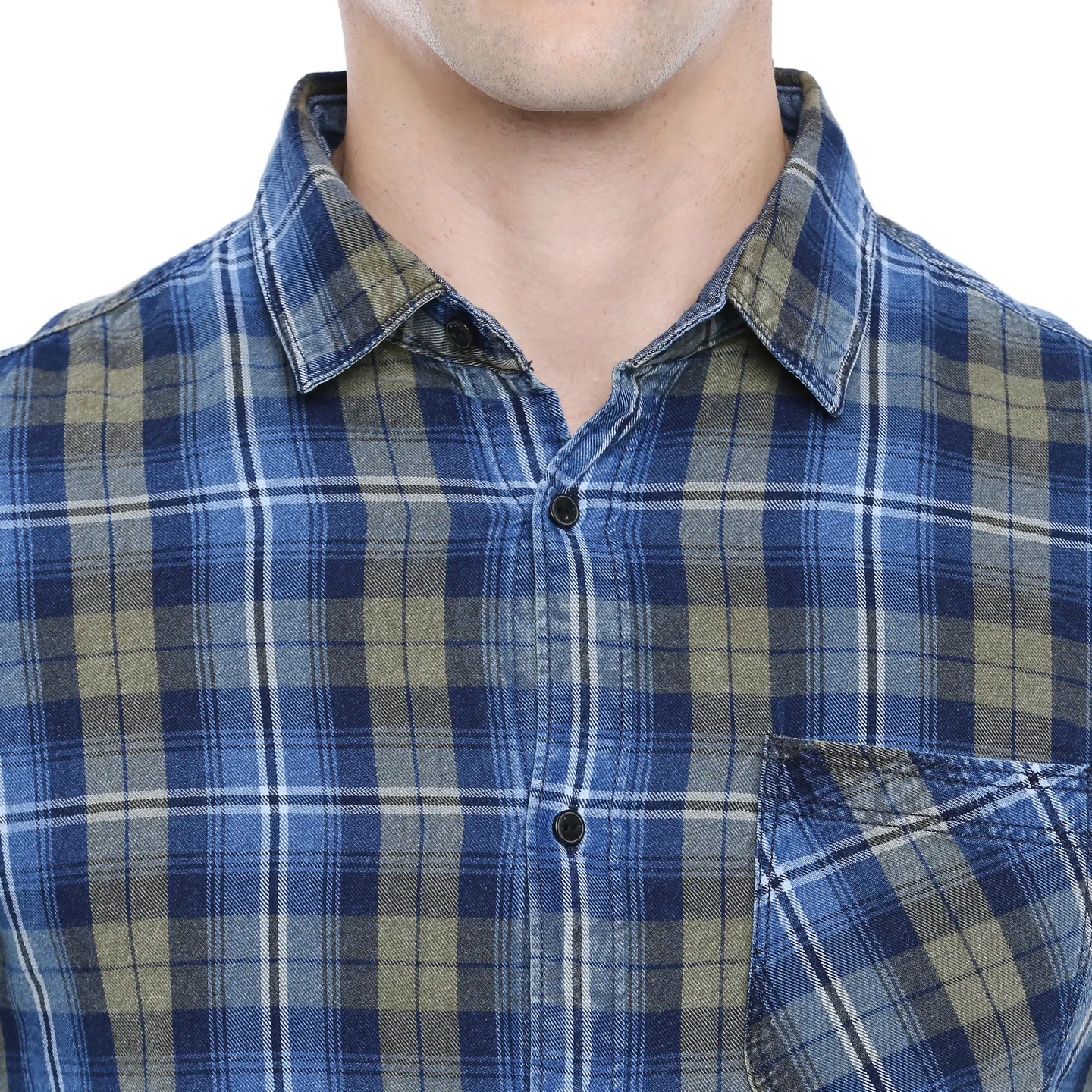 Blue Comfort Fit Regular Collar Long Sleeves Men's Shirt by Being Human Clothing - Image 5