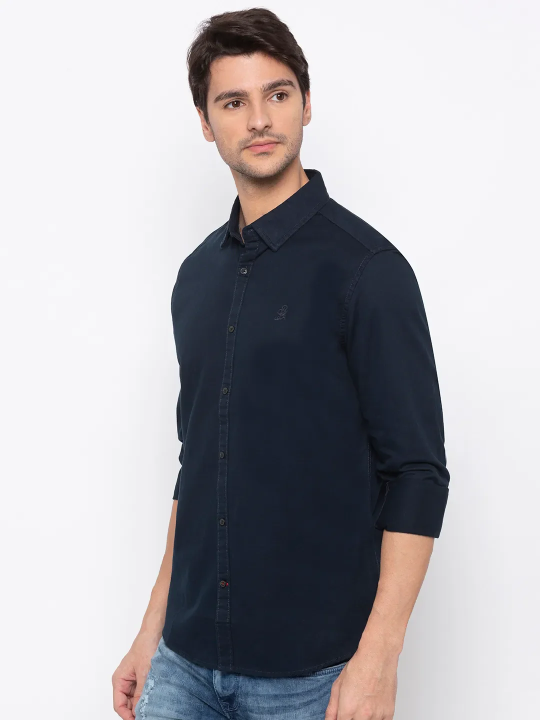 Blue Comfort Fit Regular Collar Long Sleeves Cotton Men's Shirt by Being Human Clothing - Image 2