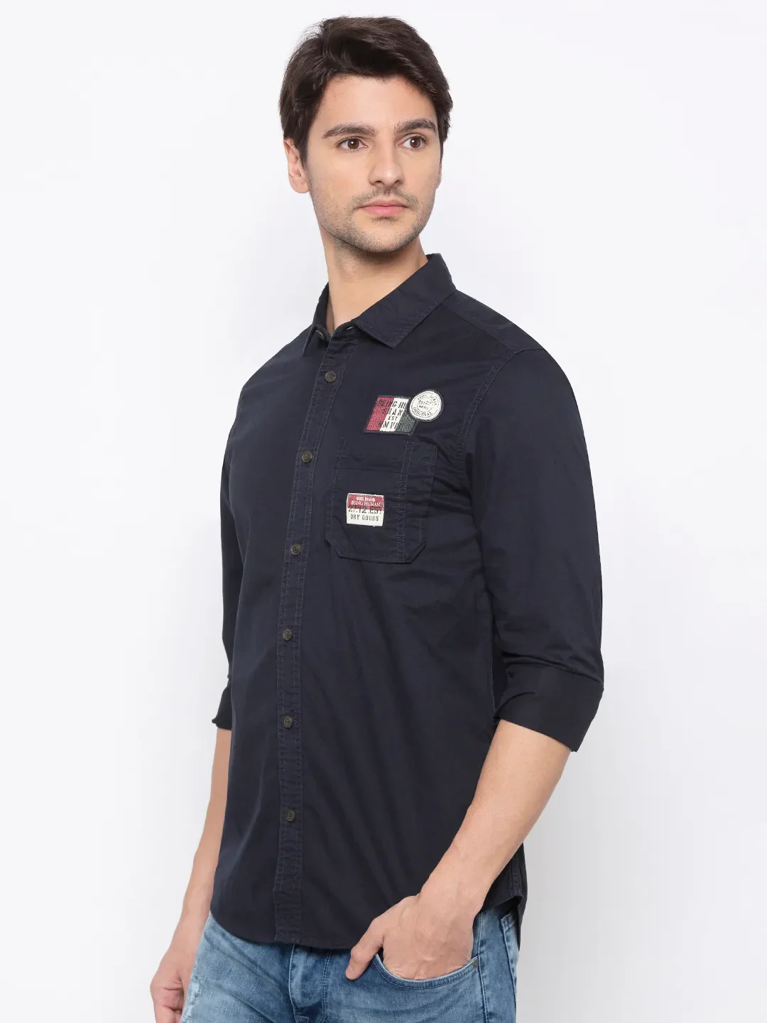 Blue Comfort Fit Regular Collar Long Sleeves Cotton Men's Shirt by Being Human Clothing - Image 2