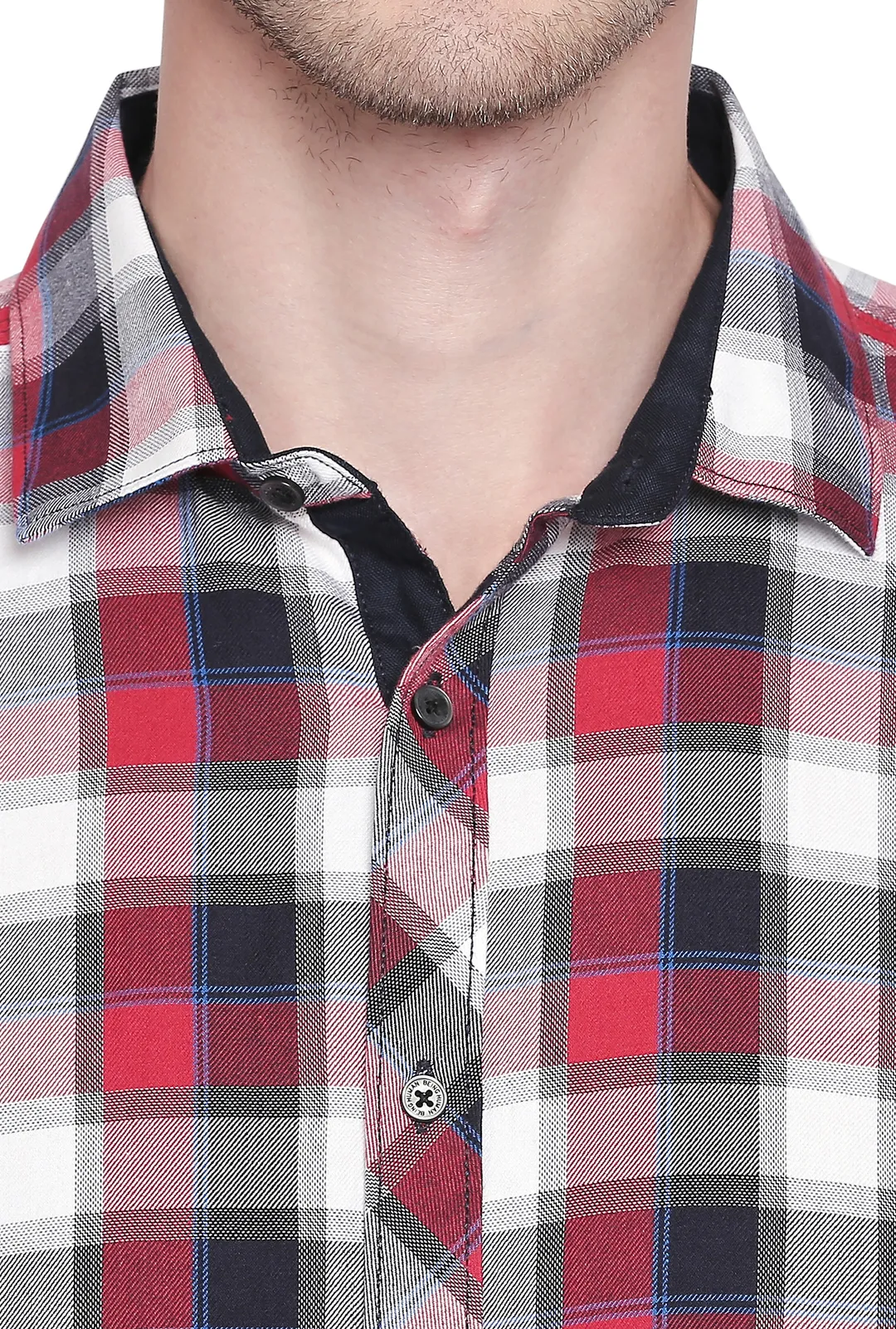 Red Comfort Fit Regular Collar Short Sleeves Cotton Men's Shirt by Being Human Clothing - Image 4