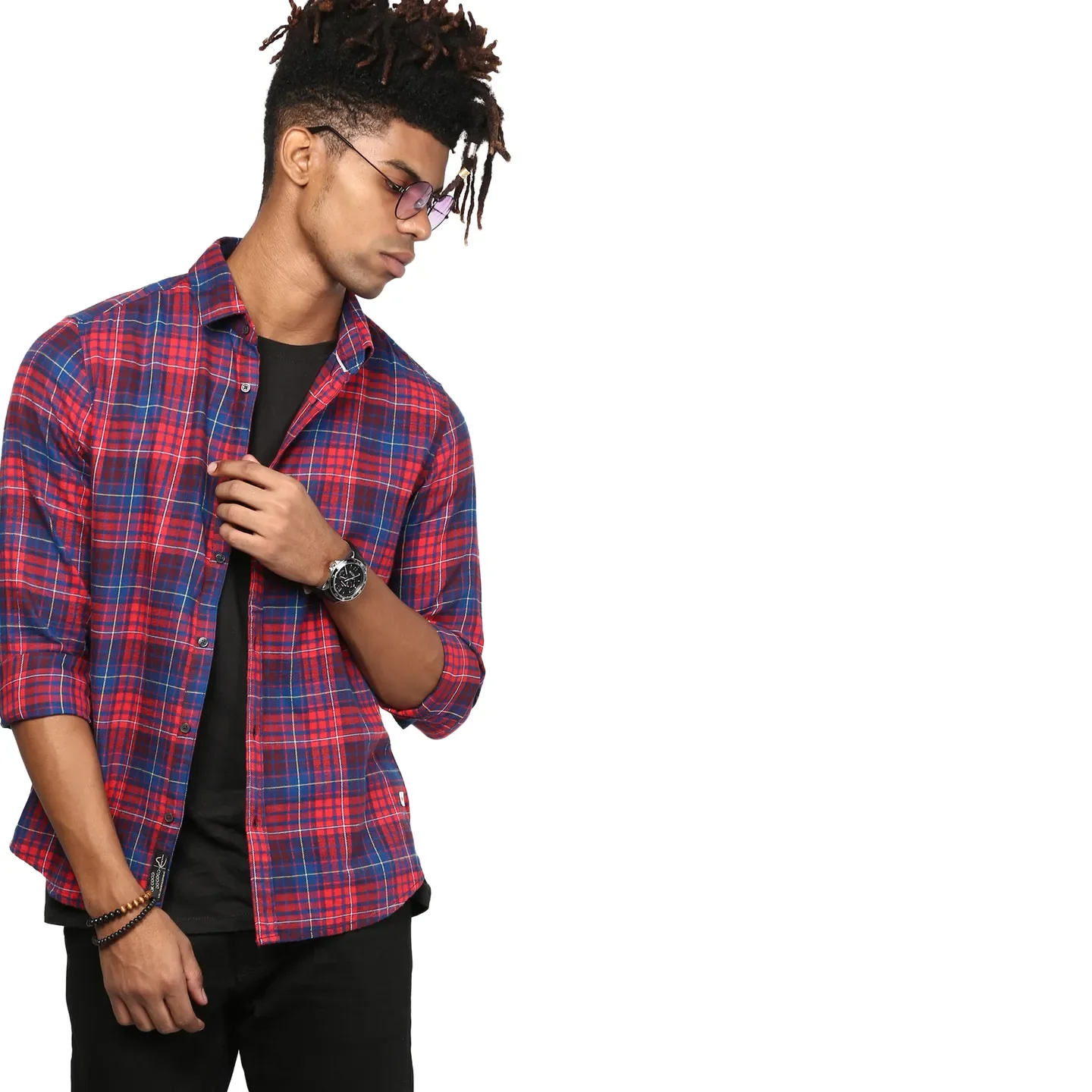 Red&Blue Comfort Fit Polo Neck Men's Shirt by Being Human Clothing