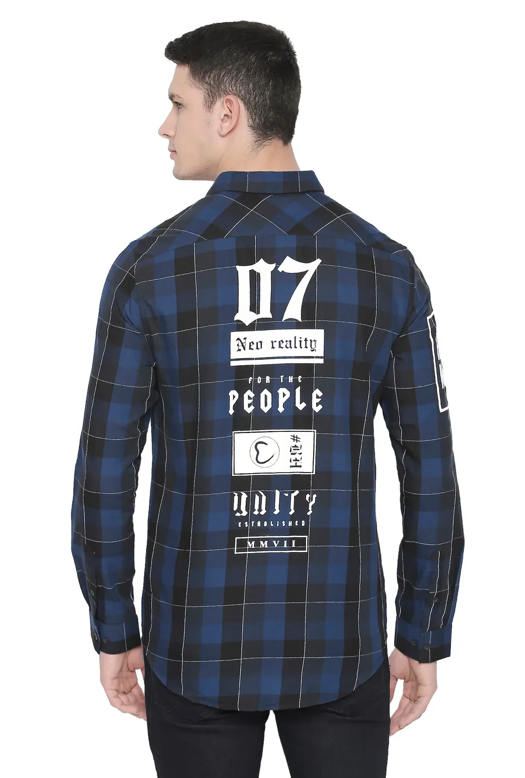 Blue Comfort Fit Regular Collar Long Sleeves Men's Shirt by Being Human Clothing - Image 4