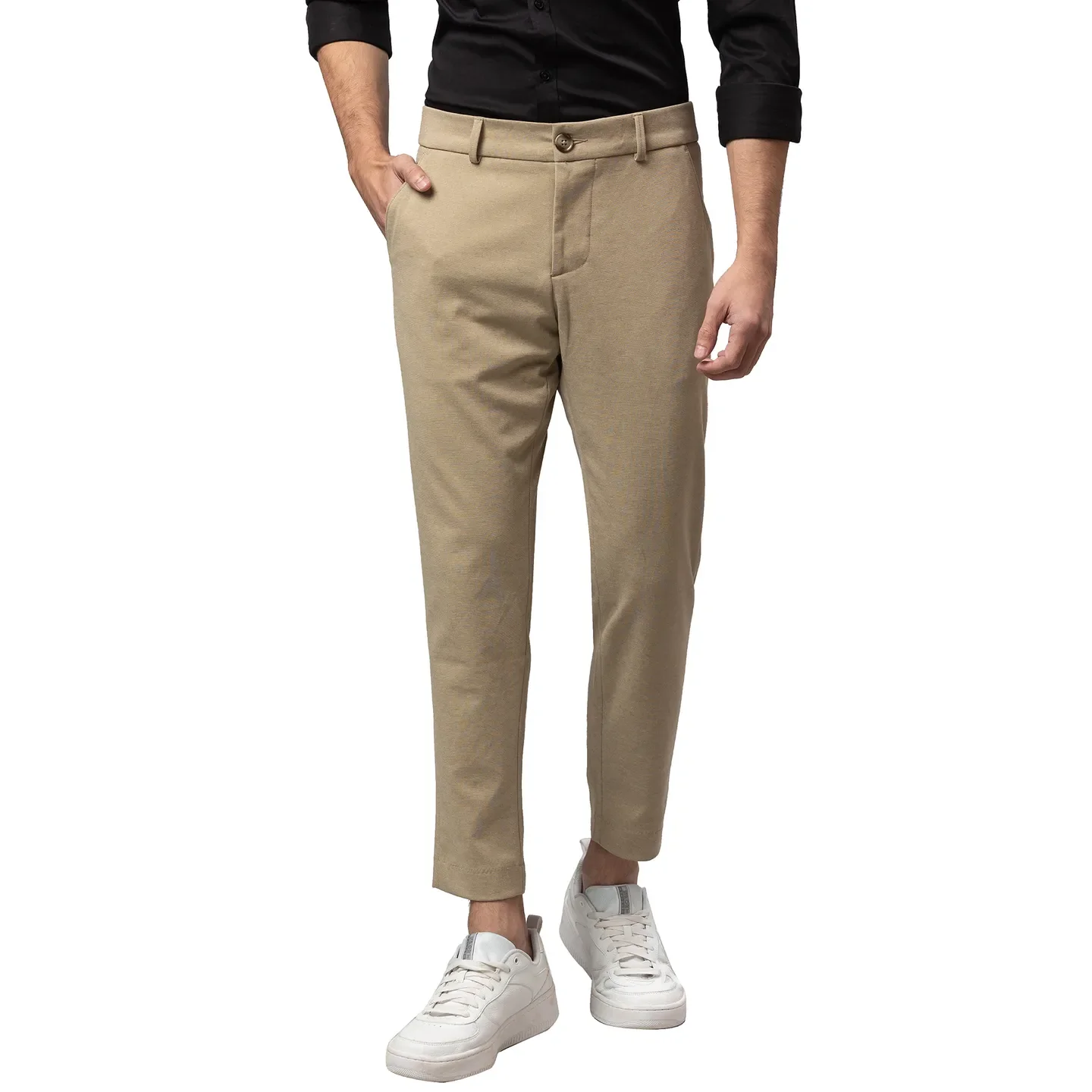 Beige Cropped Fit Men's Chinos by Being Human Clothing