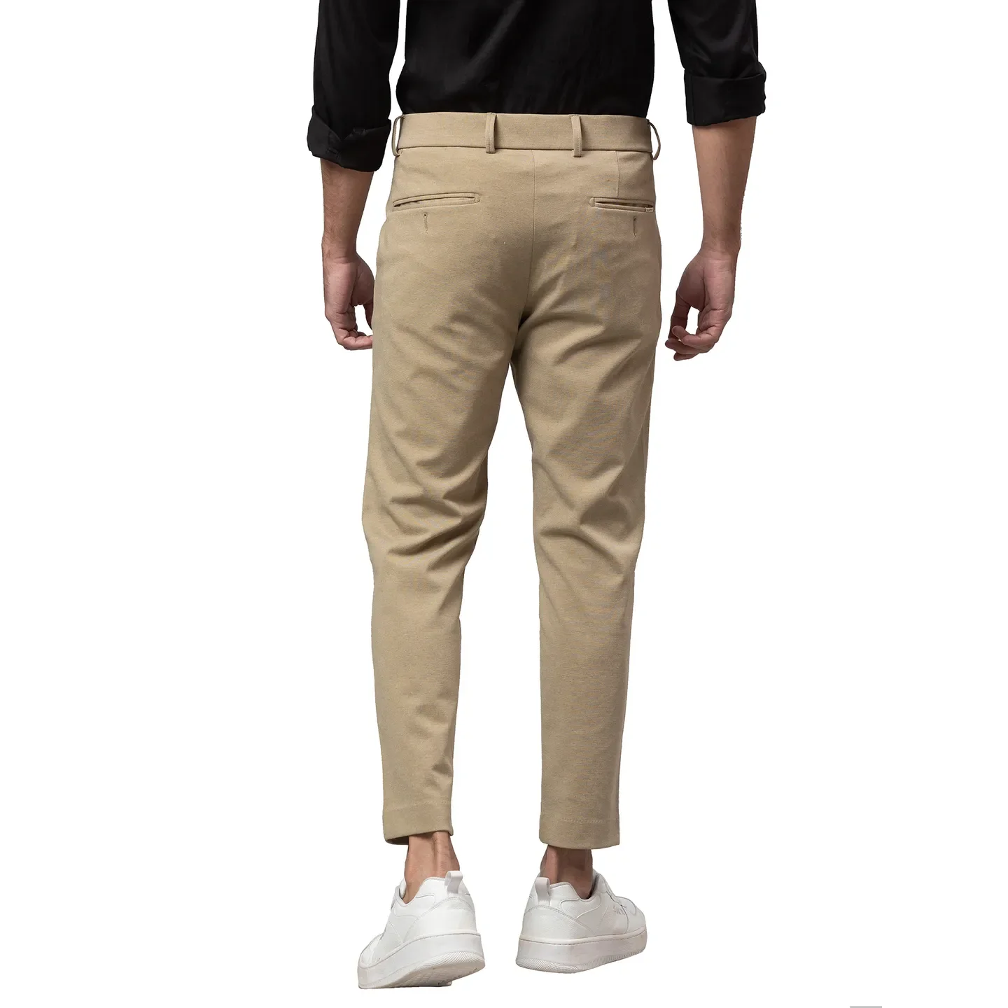 Beige Cropped Fit Men's Chinos by Being Human Clothing - Image 3