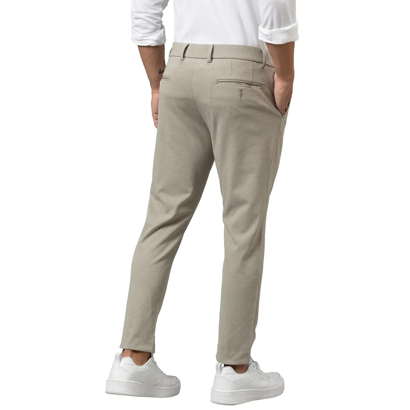 Beige Cropped Fit Men's Chinos by Being Human Clothing - Image 3