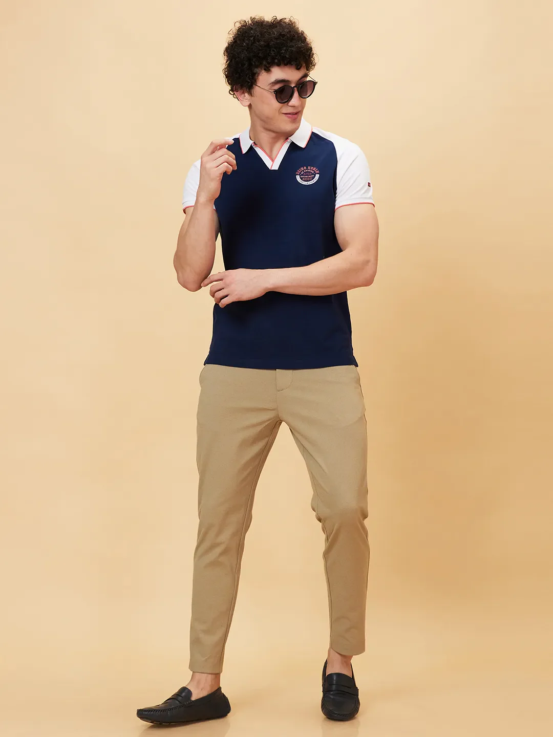 Beige Cropped Fit Men's Chinos by Being Human Clothing - Image 6