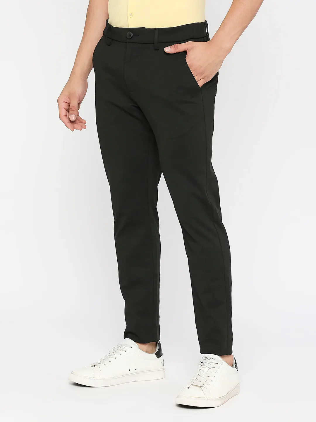Black Cropped Fit Men's Chinos by Being Human Clothing - Image 2