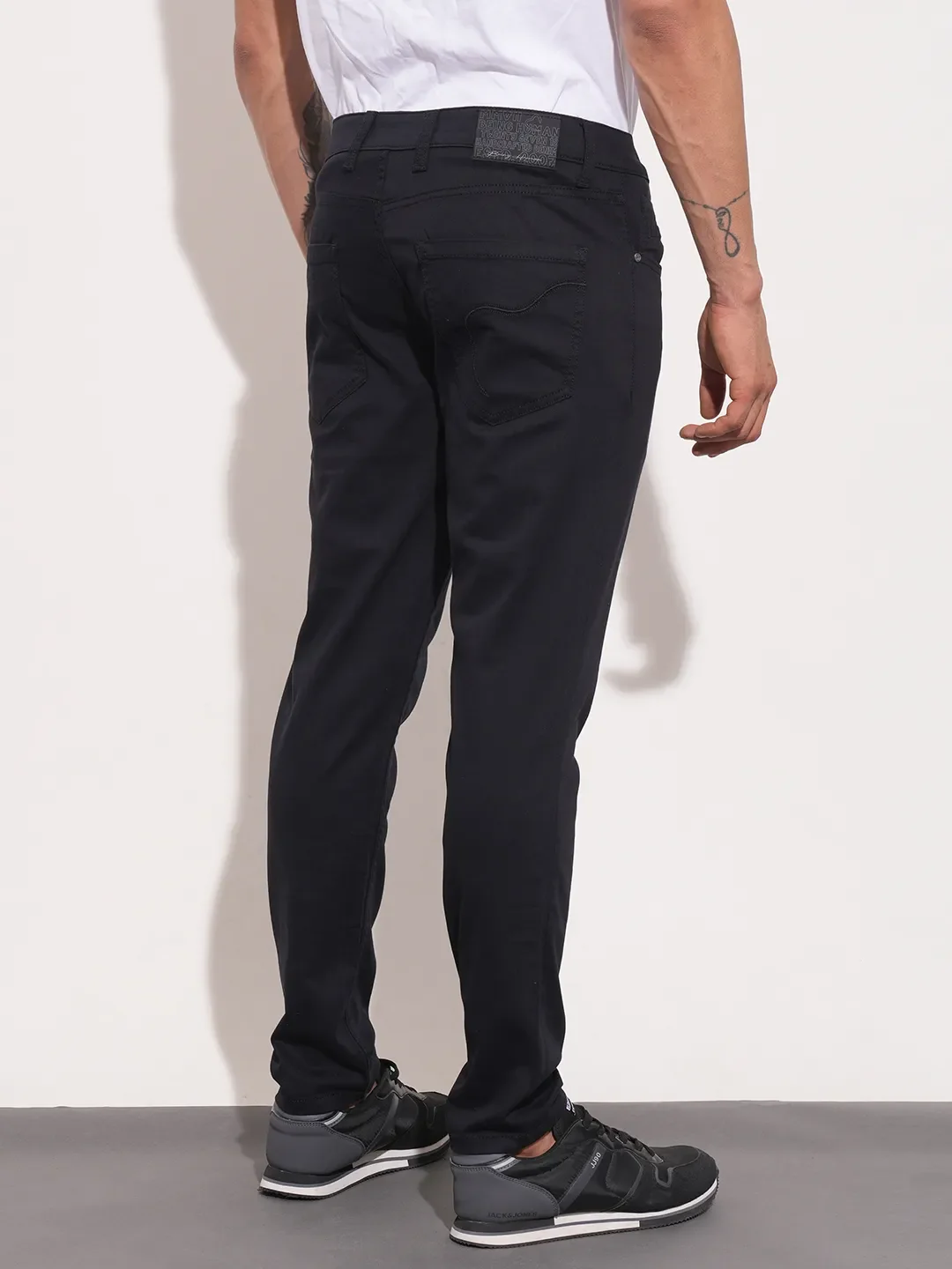Black Cropped Fit Chinos For Men By Being Human Clothing - Image 3