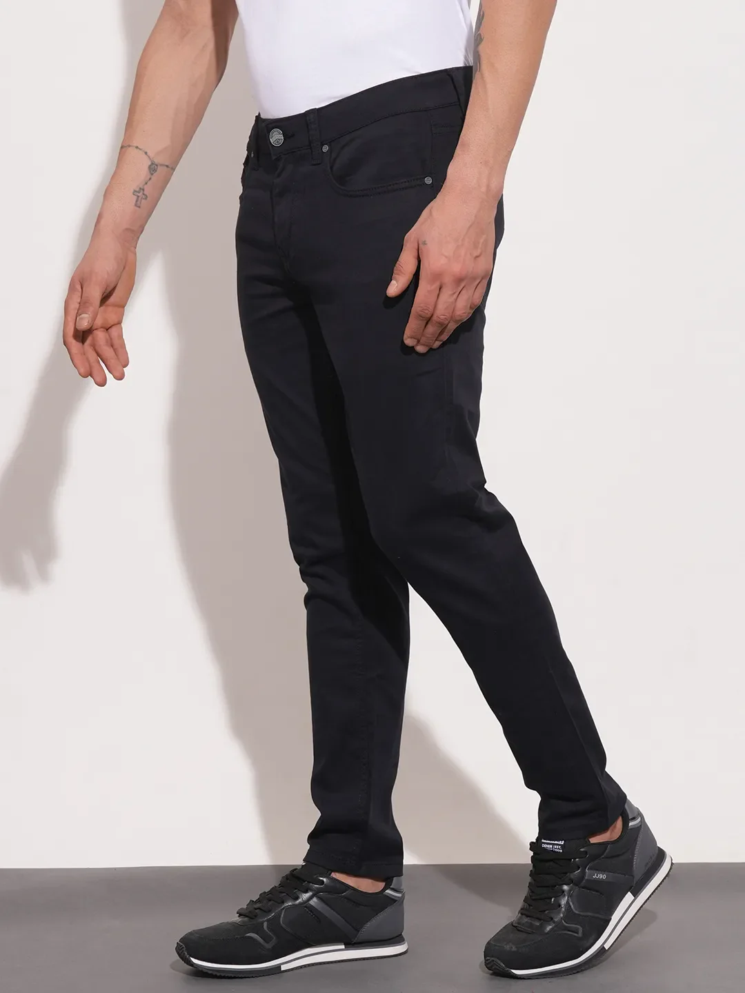 Black Cropped Fit Chinos For Men By Being Human Clothing - Image 4