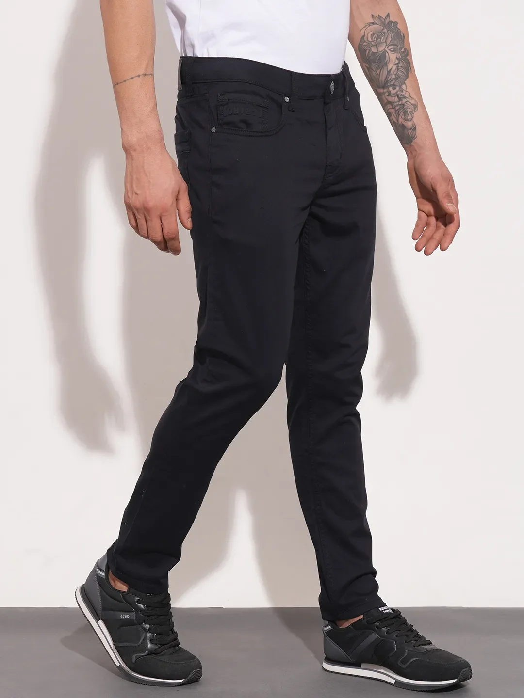 Black Cropped Fit Chinos For Men By Being Human Clothing - Image 6