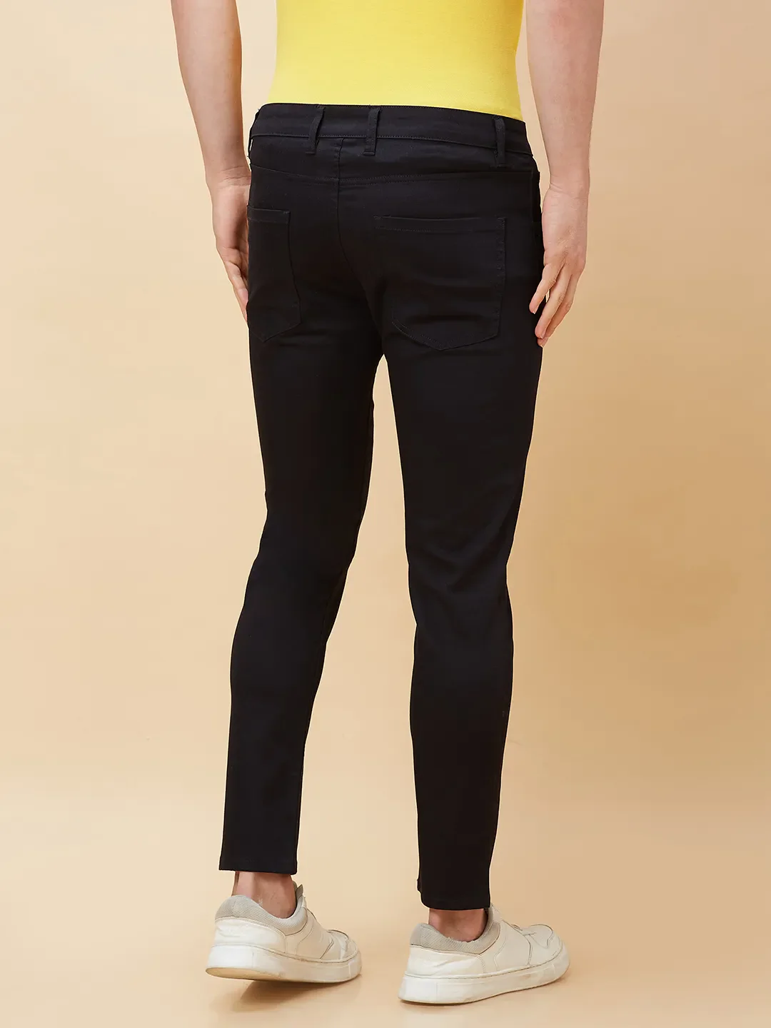 Black Cropped Fit Men's Chinos by Being Human Clothing - Image 3