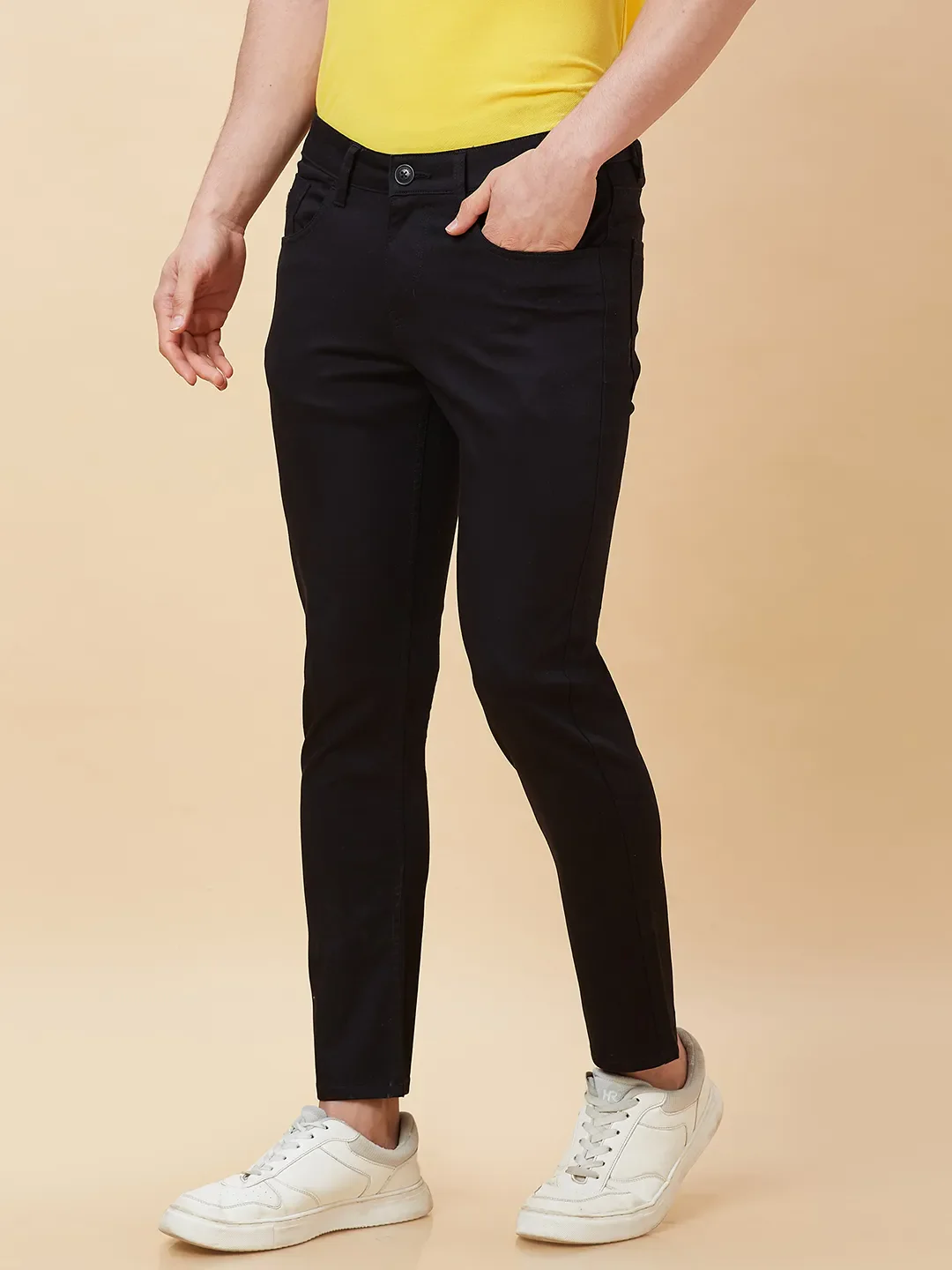 Black Cropped Fit Men's Chinos by Being Human Clothing - Image 4