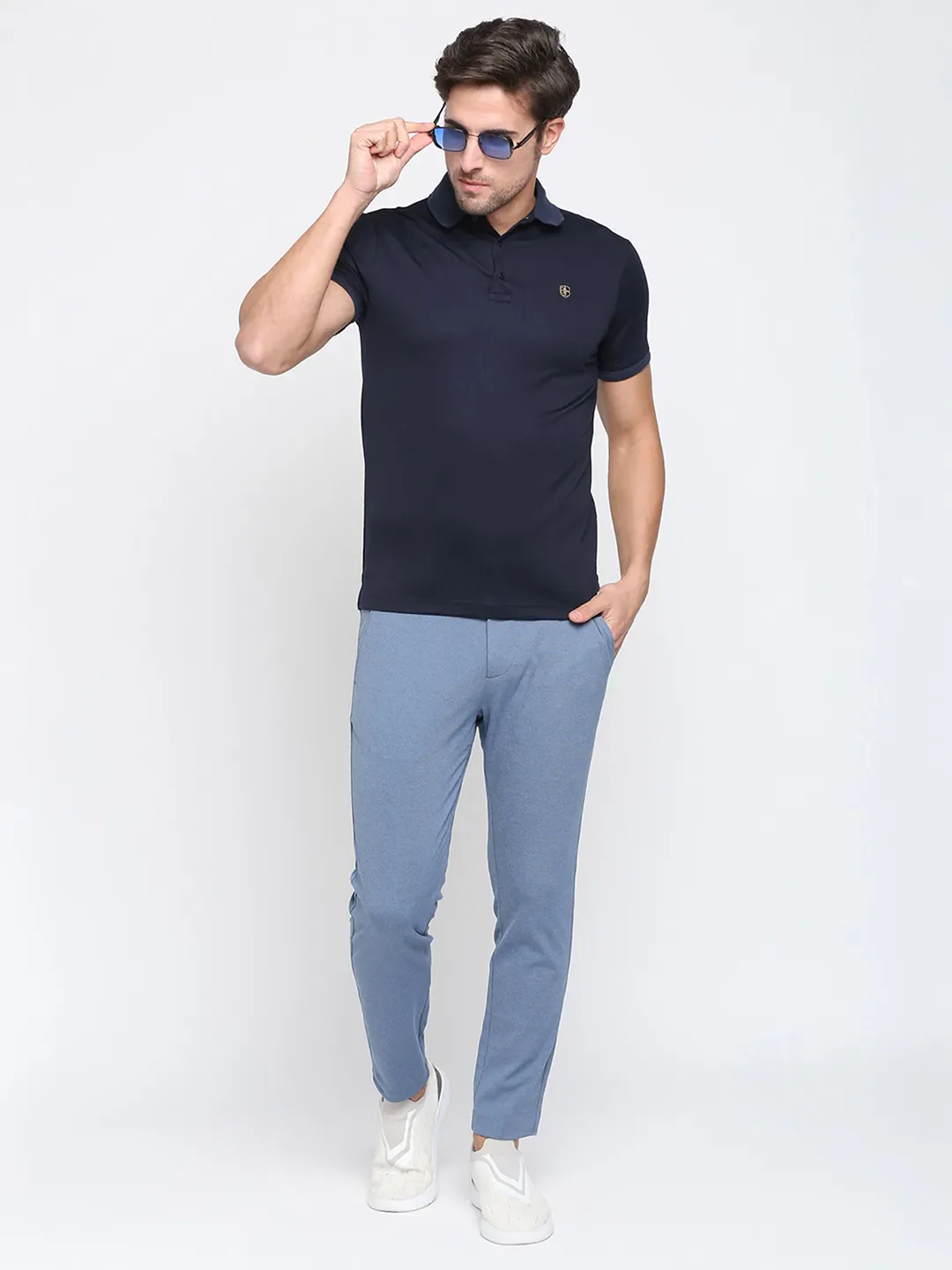 Blue Cropped Fit Men's Chinos by Being Human Clothing - Image 6