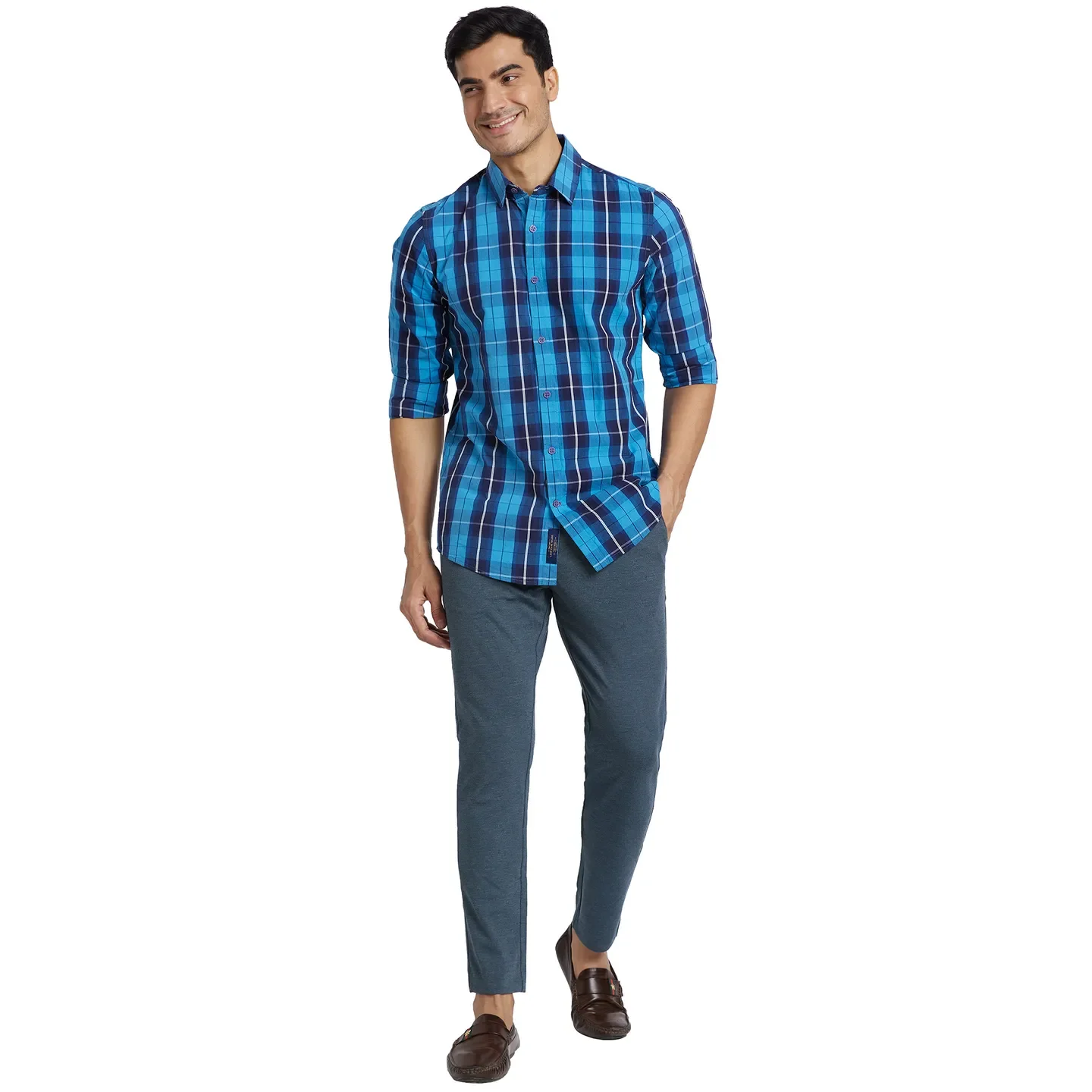 Blue Cropped Fit Men's Chinos by Being Human Clothing - Image 5